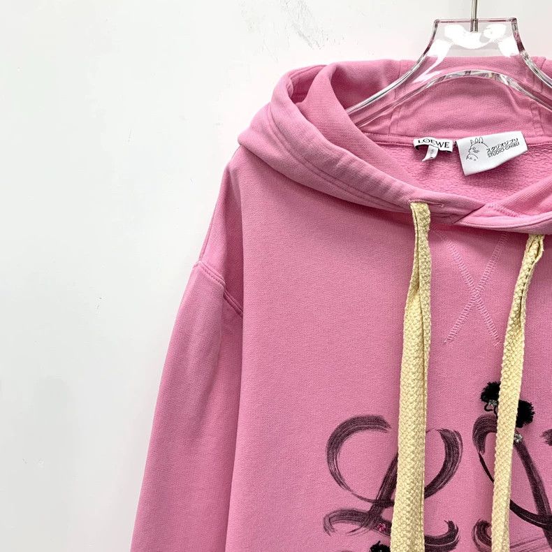 Loewe Loewe Pink logo printed cotton hooded terry sleeve hoodie Size M / US 6-8 / IT 42-44 - 3 Thumbnail