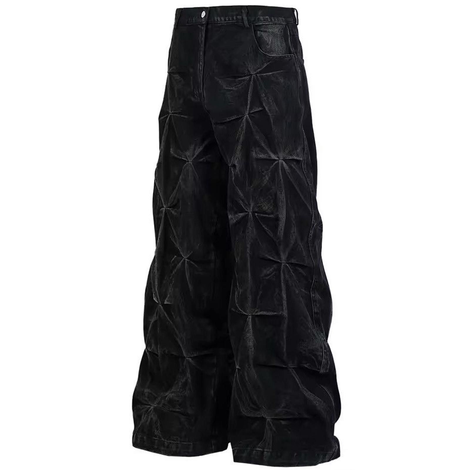 Vintage Avant-Garde Black Patterned Wide-Leg Pants Size US 30 / EU 46 - 3 Thumbnail