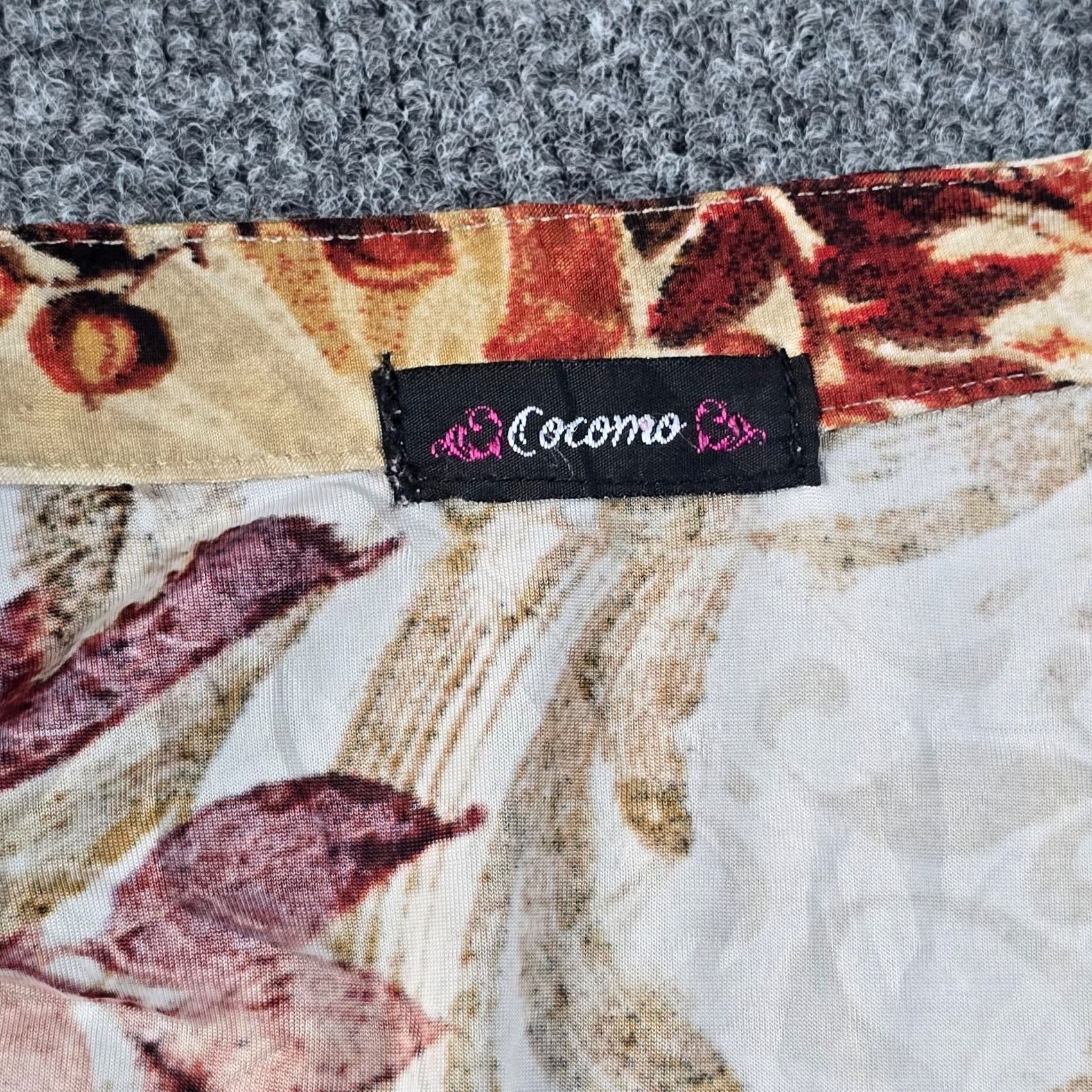 Vintage Cocomo Top Women 1X Brown Floral 3/4 Sleeve V-Neck Stretch No Iron Slinky Casual Career Shirt Size XL / US 12-14 / IT 48-50 - 4 Thumbnail