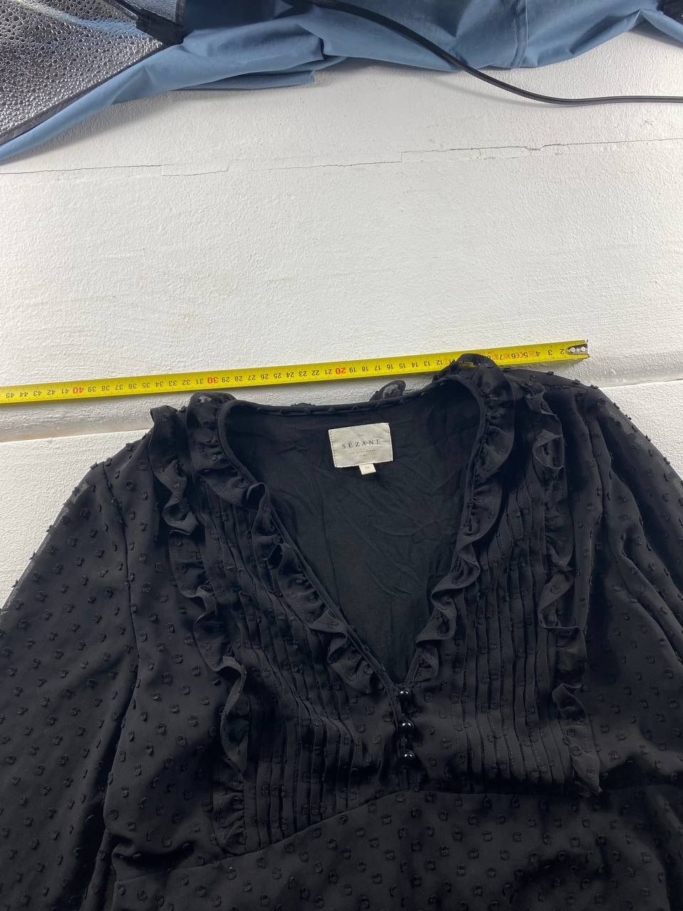 Sezane Sezane Black Ruffle Blouse Size S / US 4 / IT 40 - 11 Thumbnail
