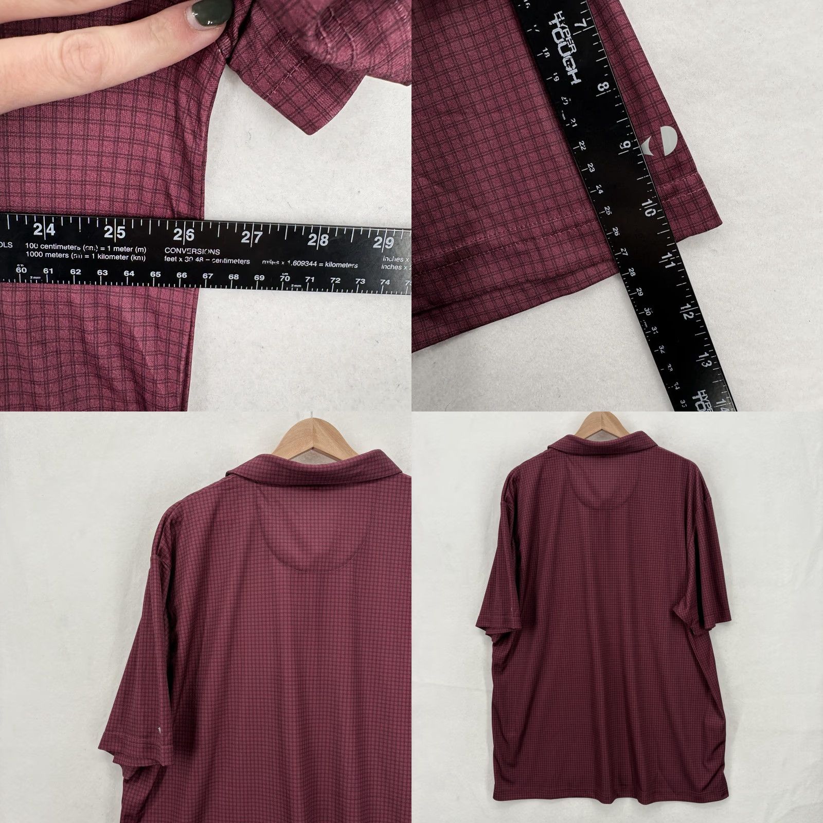 Vintage Grand Slam Performance Polo Shirt Mens 2XL Wine Red Check Golf UPF 50 Stretch Polo Shirt Mens 2XL Wine Red Check Golf UPF 50 Stretch Size US XXL / EU 58 / 5 - 8 Thumbnail