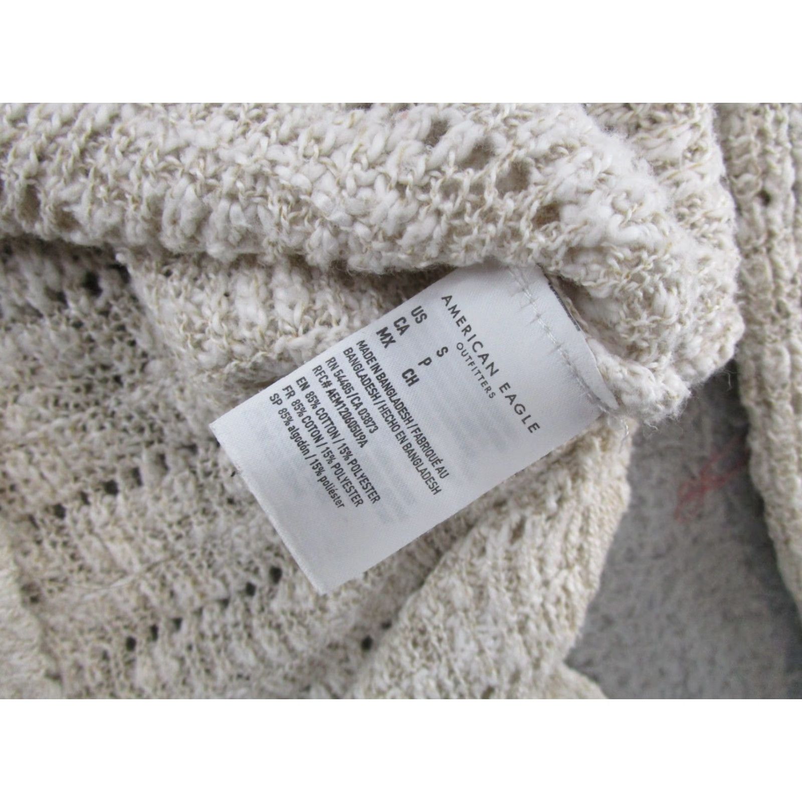 American Eagle Outfitters American Eagle Women's Loose Knit Pullover Crochet Cotton Blend Sweater Size S Beige Crochet Cotton Blend Pullover Knit Sweater Women S Size S / US 4 / IT 40 - 3 Thumbnail