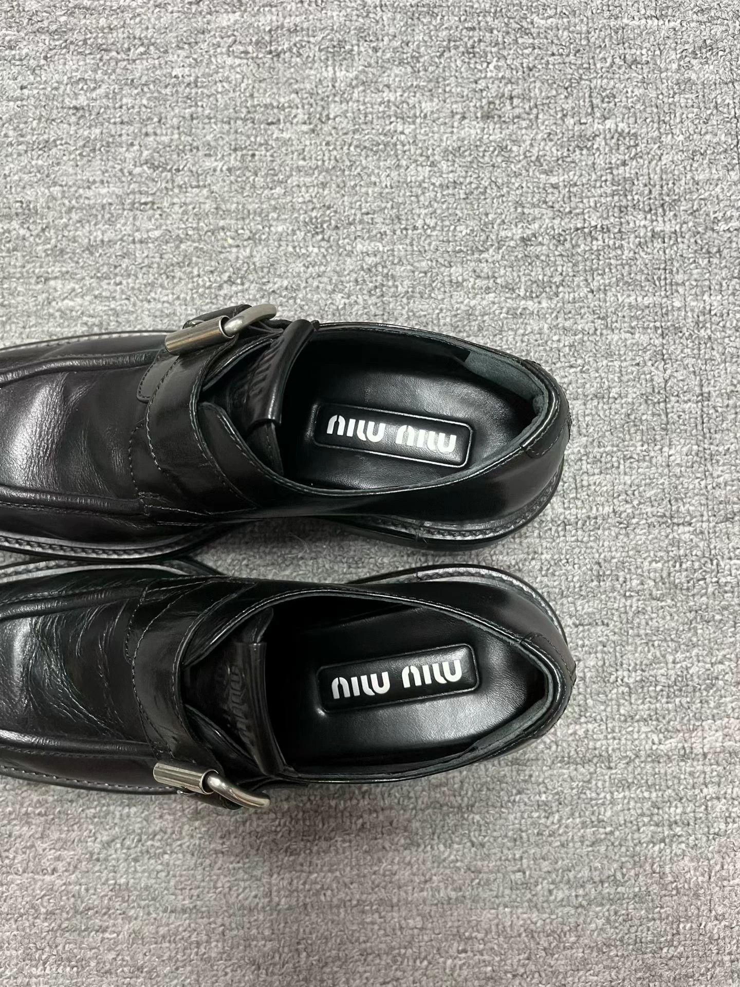 Miu Miu MIU MIU square-toe buckle leather shoes Size US 6.5 / IT 36.5 - 3 Thumbnail