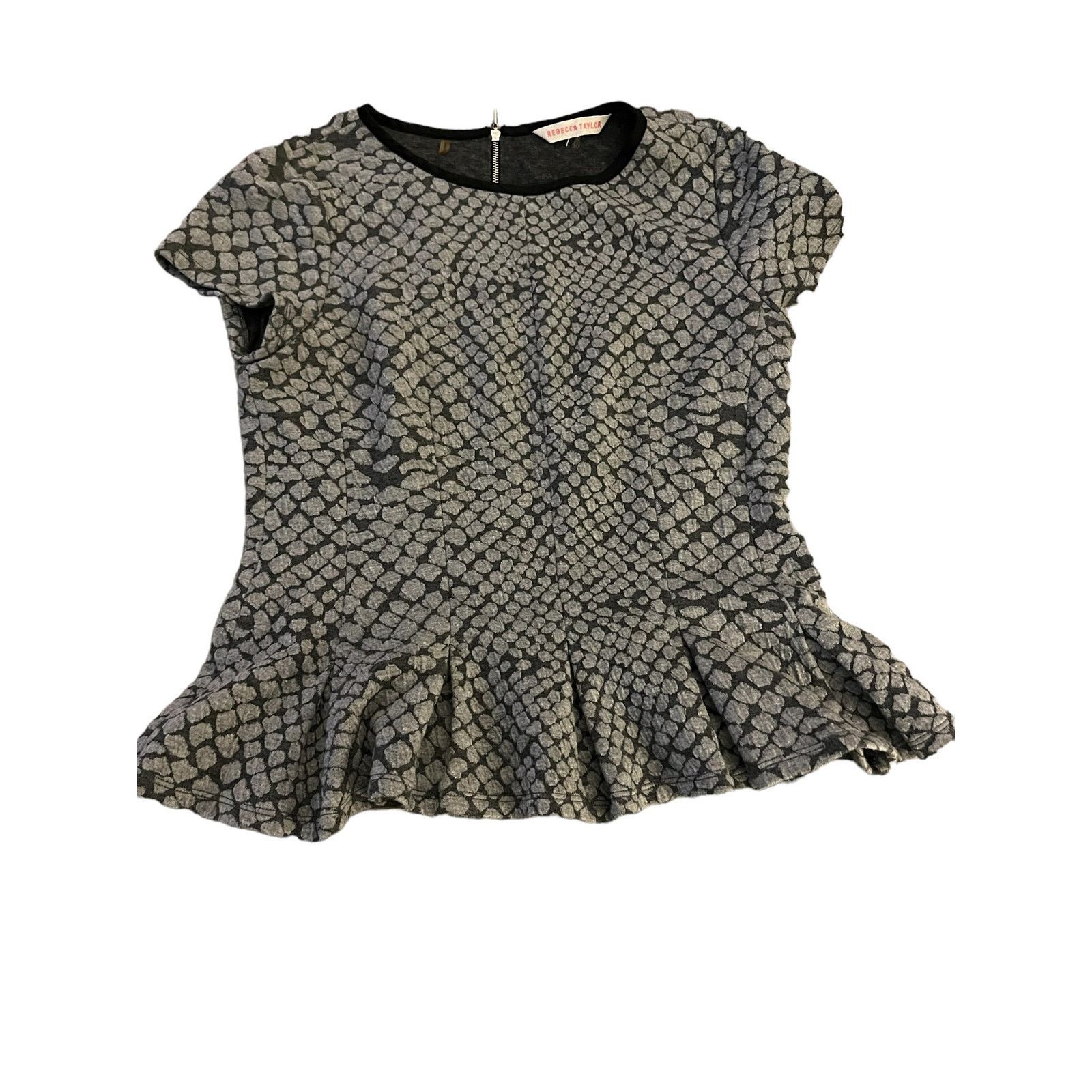 Rebecca Taylor Rebecca Taylor Size 10 Peplum Knit Top with Faux Leather Size L / US 10 / IT 46 - 1 Thumbnail