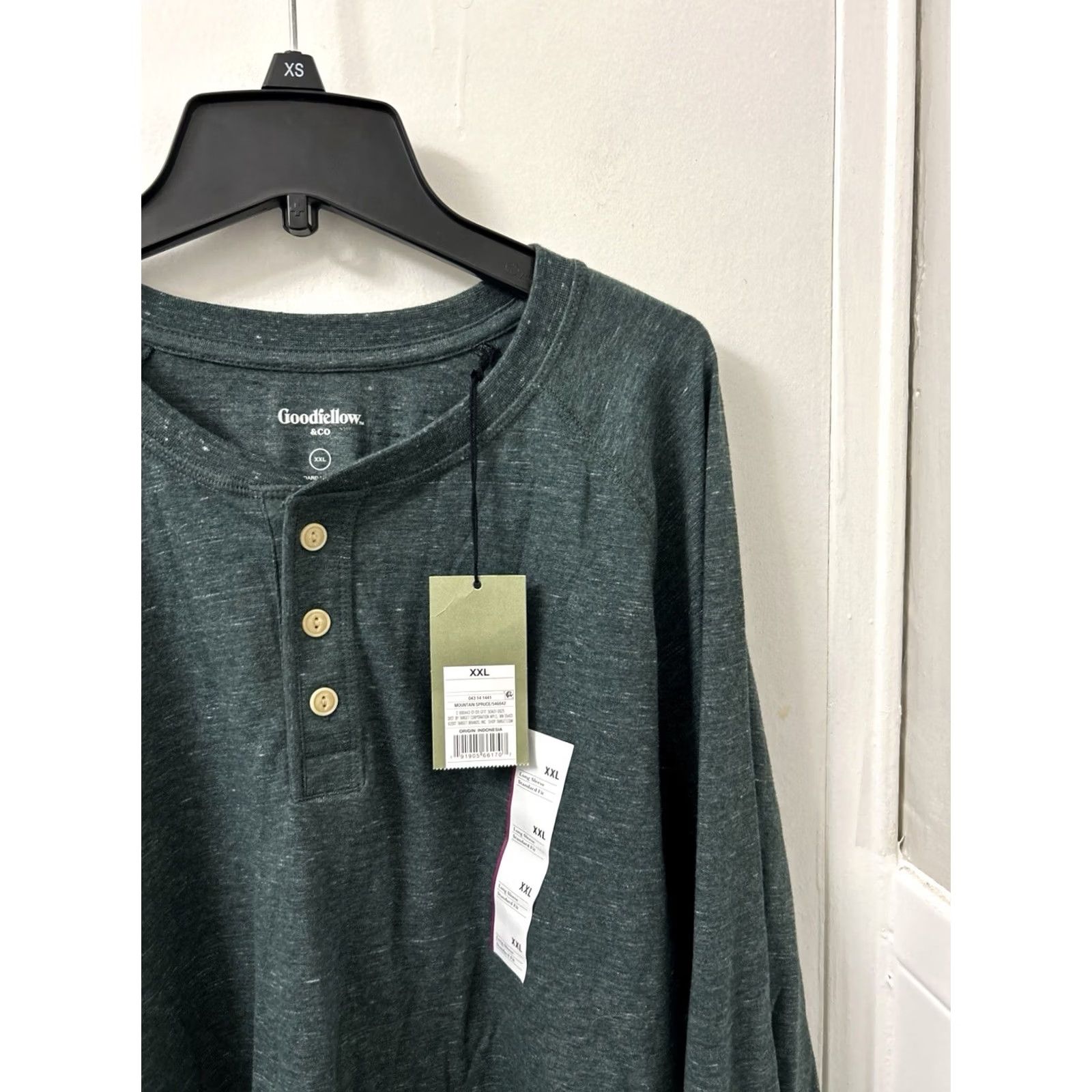 Vintage Goodfellow & Co Henley Shirt Mens XXL Mountain Spruce Green Long Sleeve NWT Size US XXL / EU 58 / 5 - 4 Thumbnail