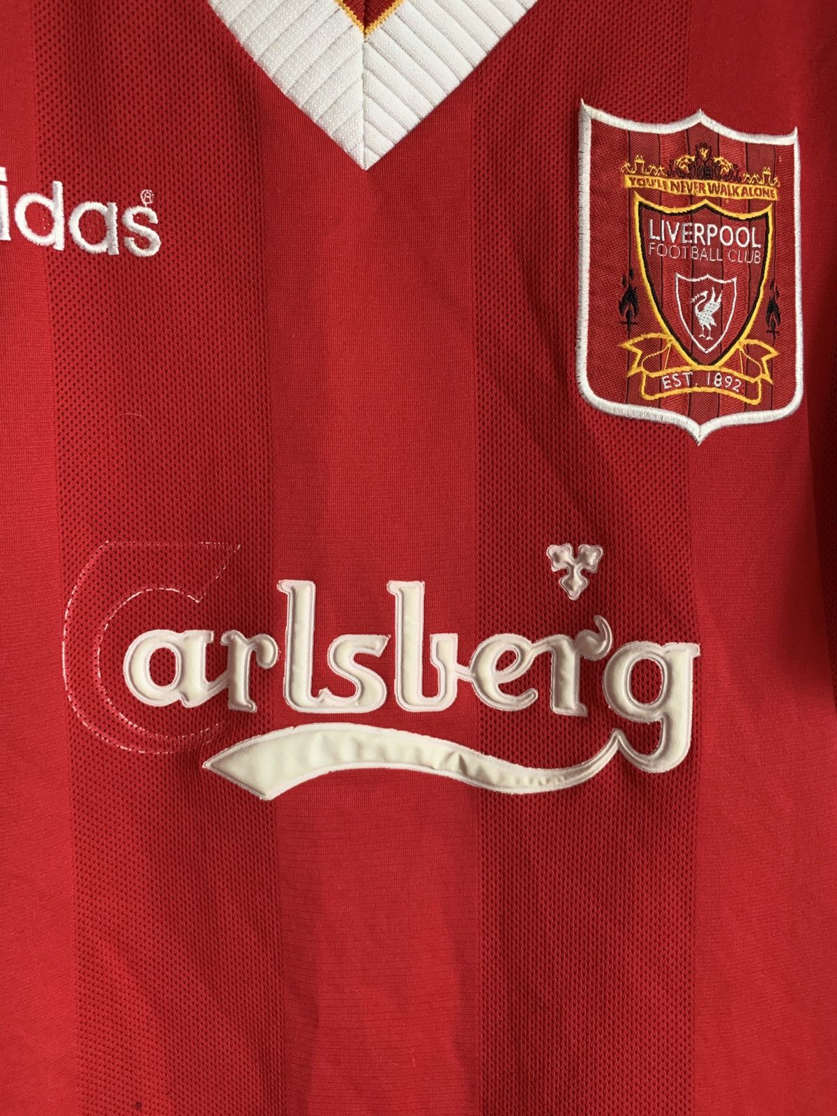 Adidas Liverpool 1995 Football Shirt Adidas Vintage COLLYMORE #8 Size US L / EU 52-54 / 3 - 5 Thumbnail