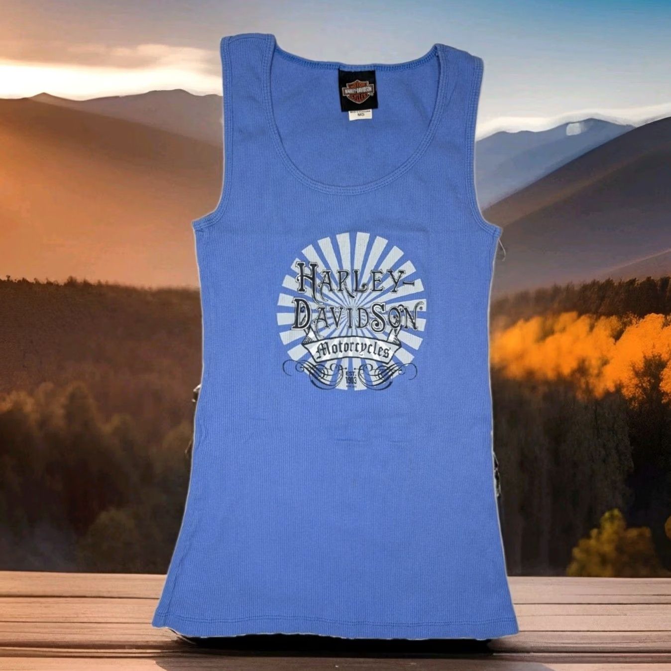 Harley Davidson HARLEY DAVIDSON MOTORCYCLES Tank Top Blue Womens Medium Sleeveless Shirt Size M / US 6-8 / IT 42-44 - 2 Thumbnail