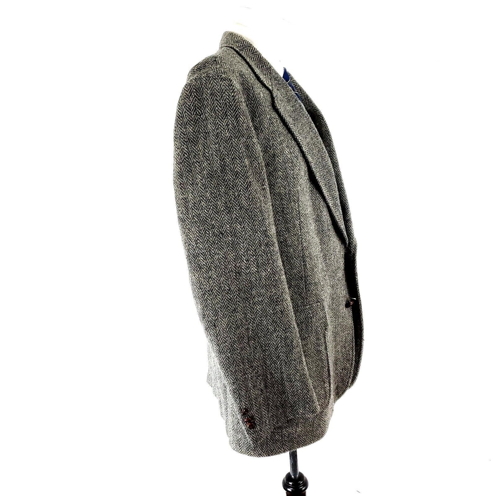 Vintage Cambridge Classics Tweed Wool 2 Leather Button Sport Coat 42 Size 42L - 7 Thumbnail
