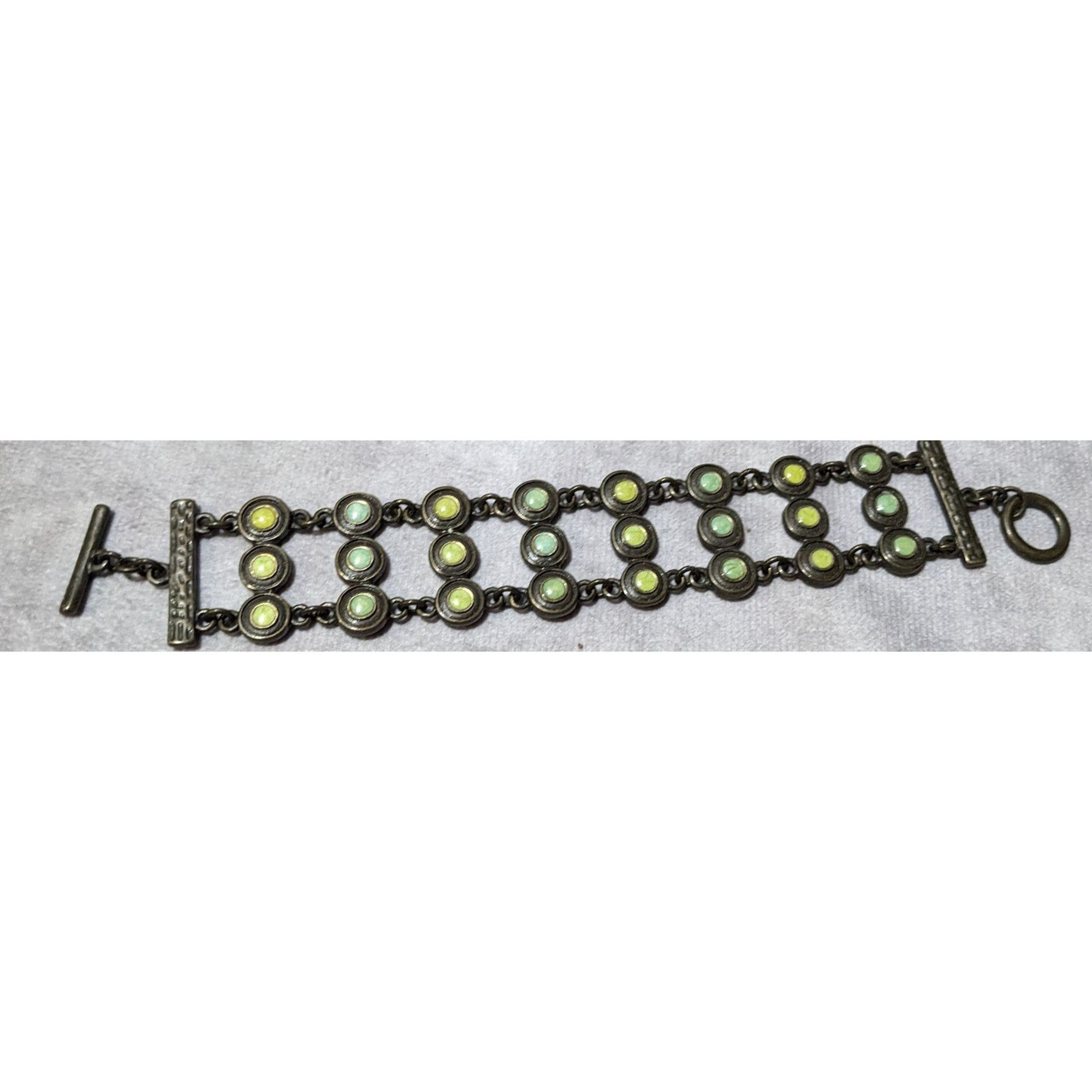 Other Antiqued Gold Tone Green And Blue Enamel Vintage Style Brace Size ONE SIZE - 10 Thumbnail