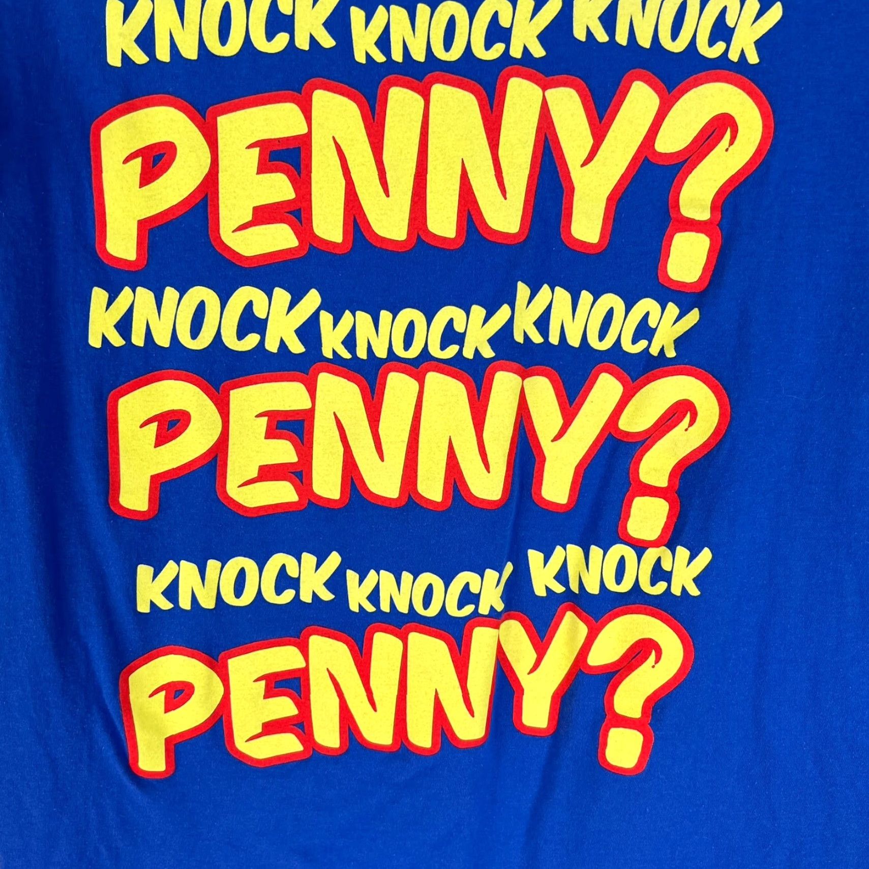 Theory BIG BANG THEORY VINTAGE "Knock Knock Knock Penny" T-Shirt Adult Large Blue 90s Classic Funny Mens Size US L / EU 52-54 / 3 - 2 Thumbnail