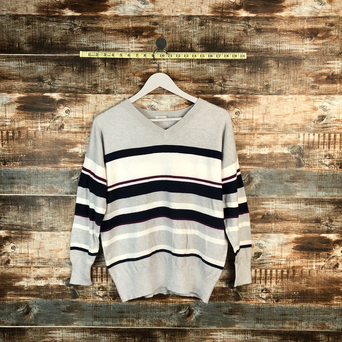 Homespun Knitwear × Japanese Brand × Solid and Striped Cinema Club Grey stripe Knitwear #A1543 Size L / US 10 / IT 46 - 1 Thumbnail