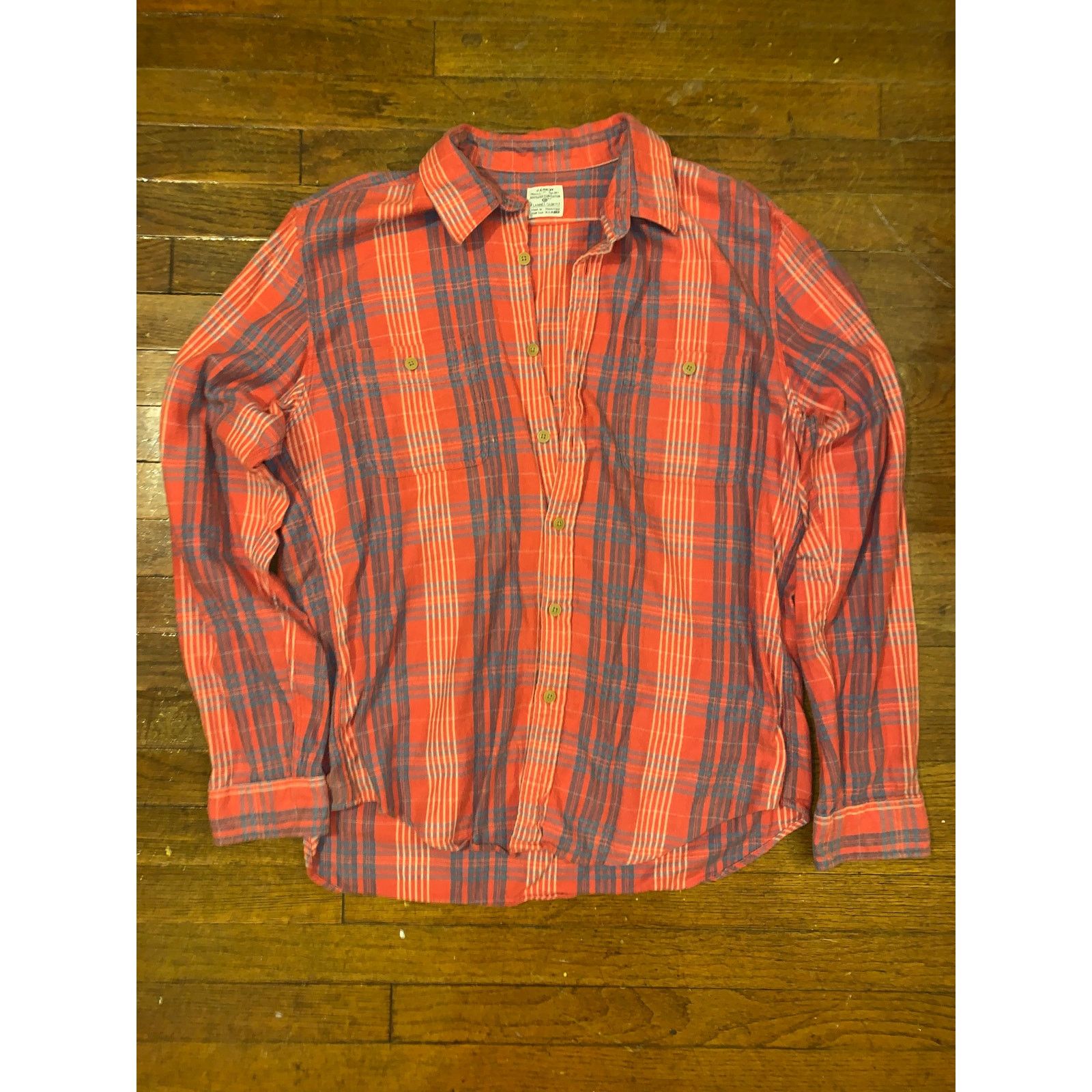 J.Crew J.Crew Red Flannel Shirt Blue Stripe XL Slim Fit Size US XL / EU 56 / 4 - 2 Thumbnail