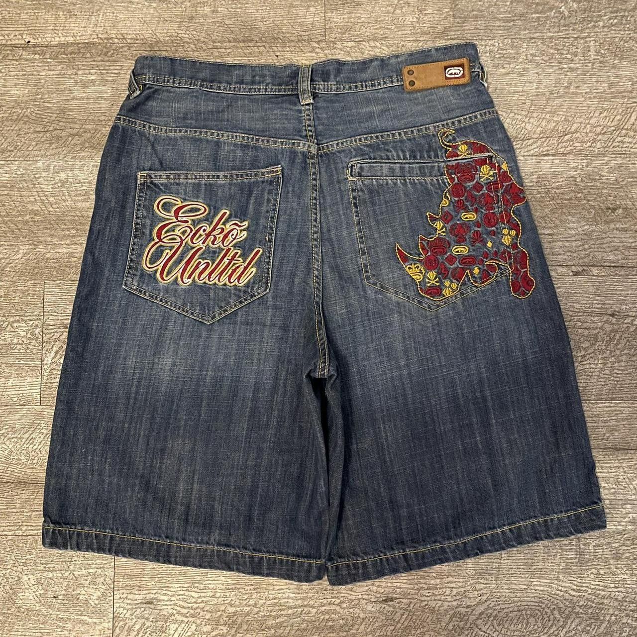 Ecko Unltd. × Vintage Vintage Y2K 90's ECKO UNLTD Embroidered Baggy Jorts Size US 34 / EU 50 - 1 Thumbnail