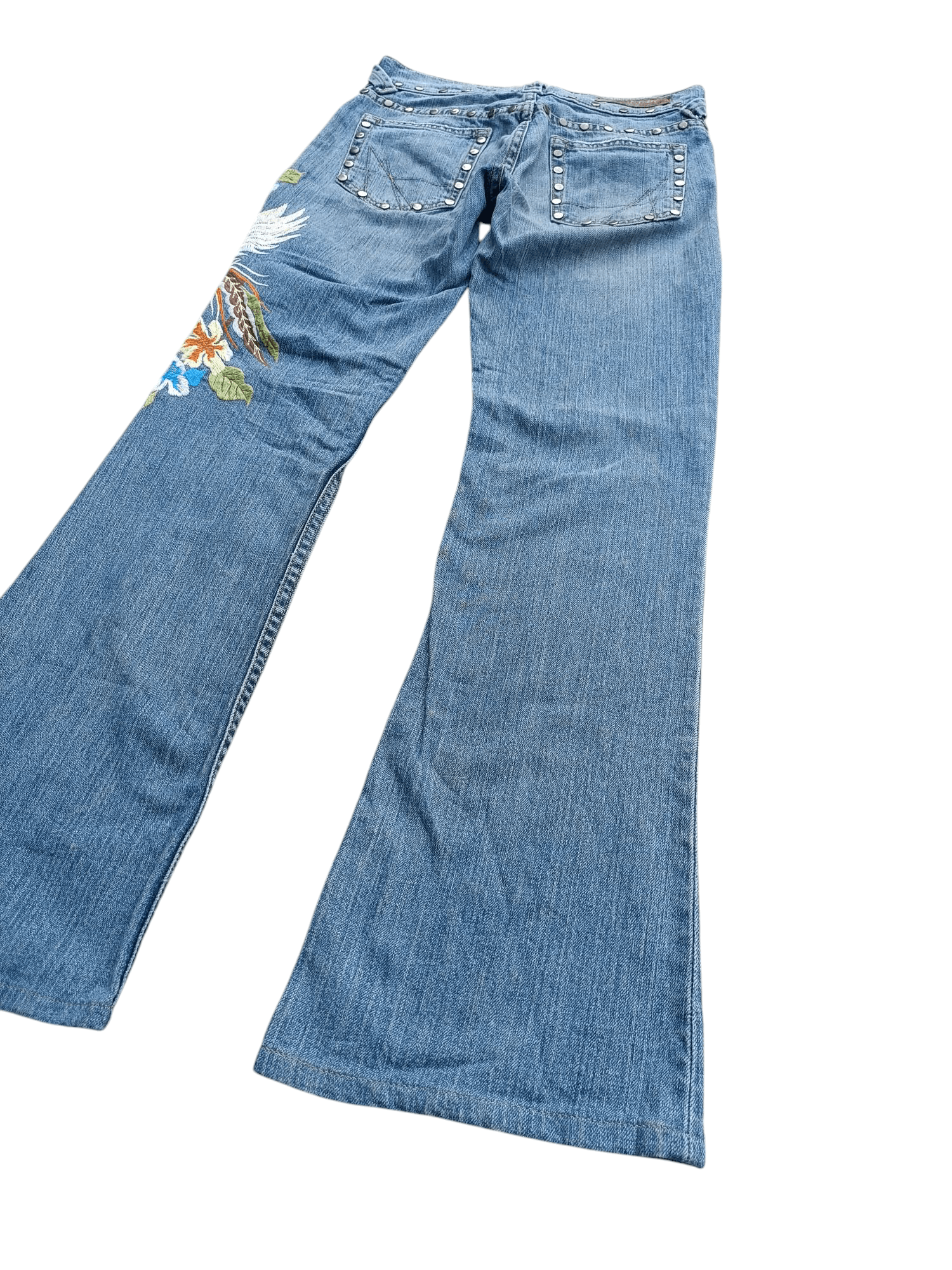 Other FLARED Allen B. Distresed Embroidered Rare Design Jeans E233 Size 26" / US 2 / IT 38 - 9 Thumbnail