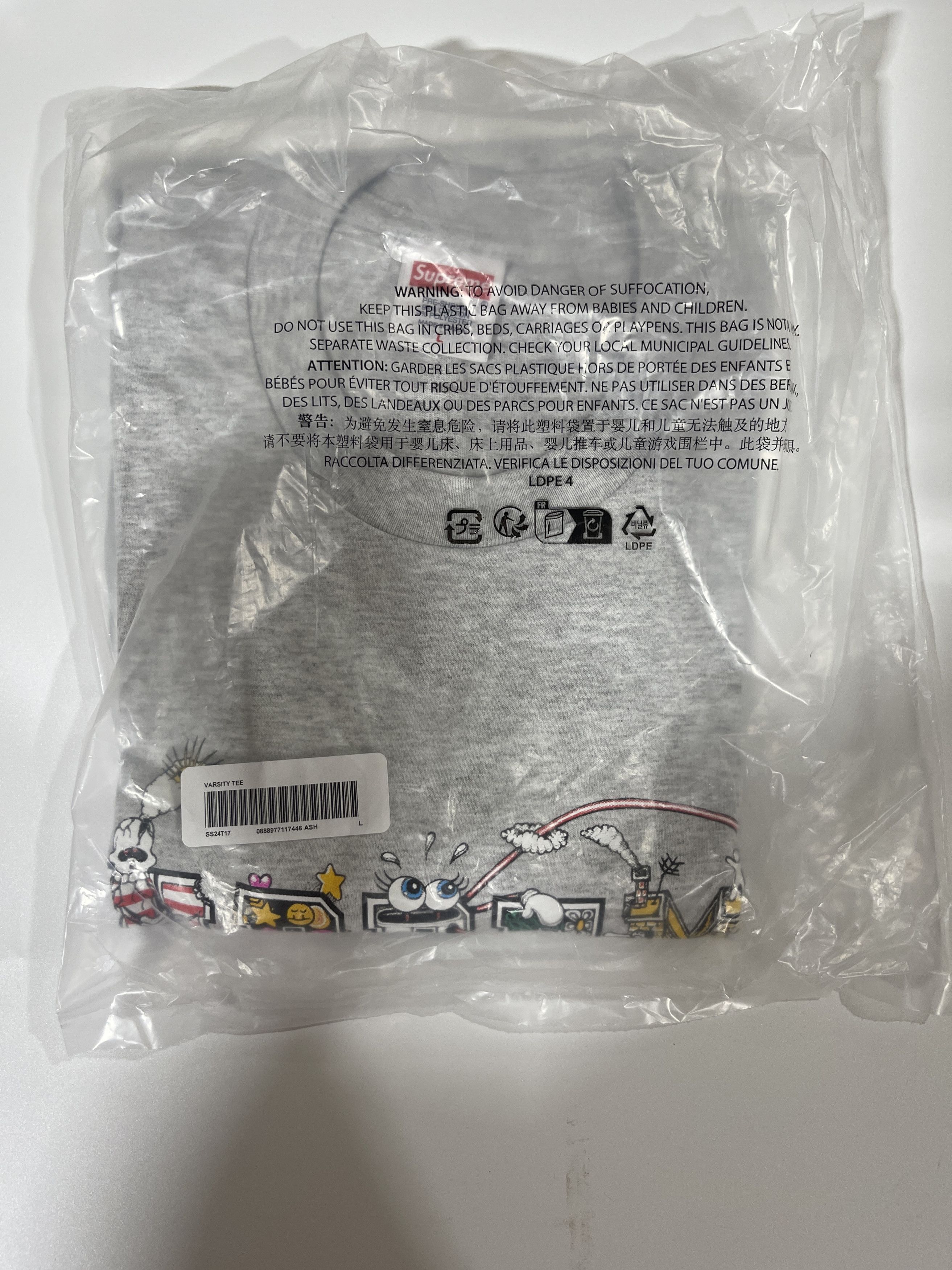 Supreme Supreme Varsity Tee Ash Grey Size L Size US L / EU 52-54 / 3 - 2 Thumbnail