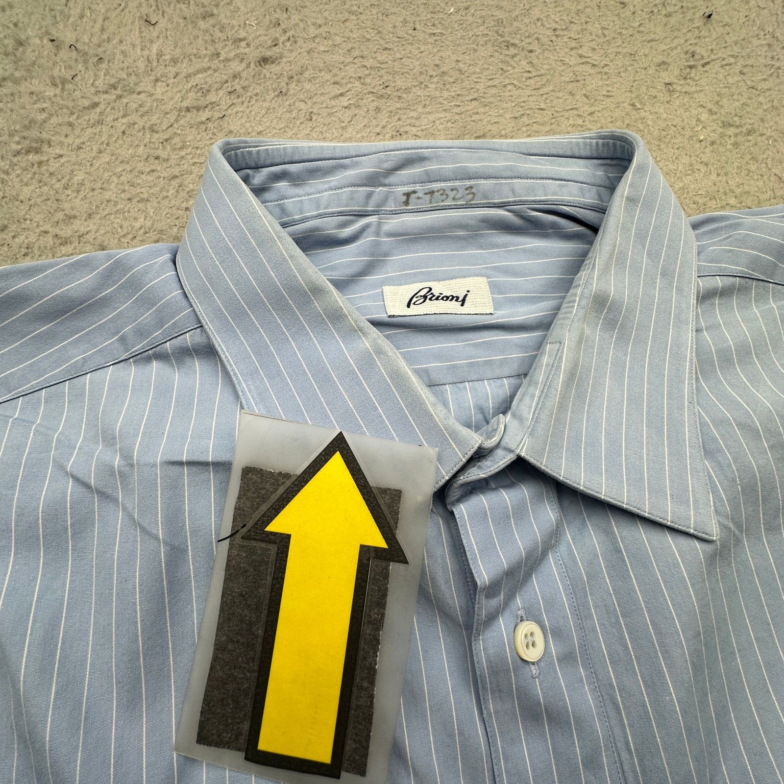 Brioni Brioni Pinstripe Blue Dress Shirt Mens 2XL Double Cuffs Size US XXL / EU 58 / 5 - 7 Thumbnail