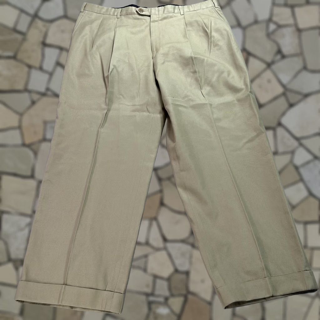 Brioni Brioni Cannes Pants Mens 40x28 Beige Pleated Cuffed Khakis Classic Fit Italy Size US 40 / EU 56 - 1 Thumbnail