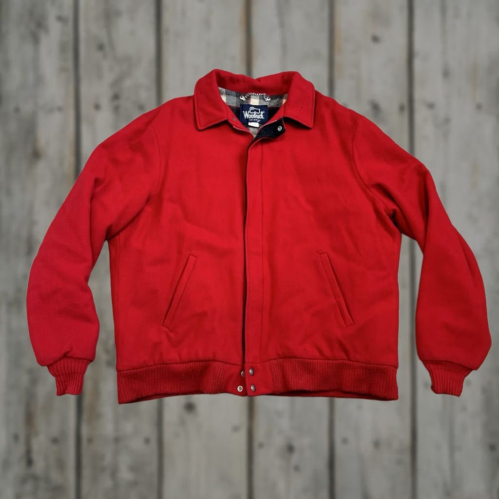 Vintage VINTAGE Woolrich Jacket Red Wool Plaid Lined Bomber Coat Union Made In USA XL Mens Bomber Jacket Size US XL / EU 56 / 4 - 1 Thumbnail