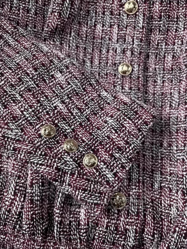 Chanel Chanel Maroon tweed stand-up collar single-breasted jacket Size XS / US 0-2 / IT 36-38 - 4 Thumbnail
