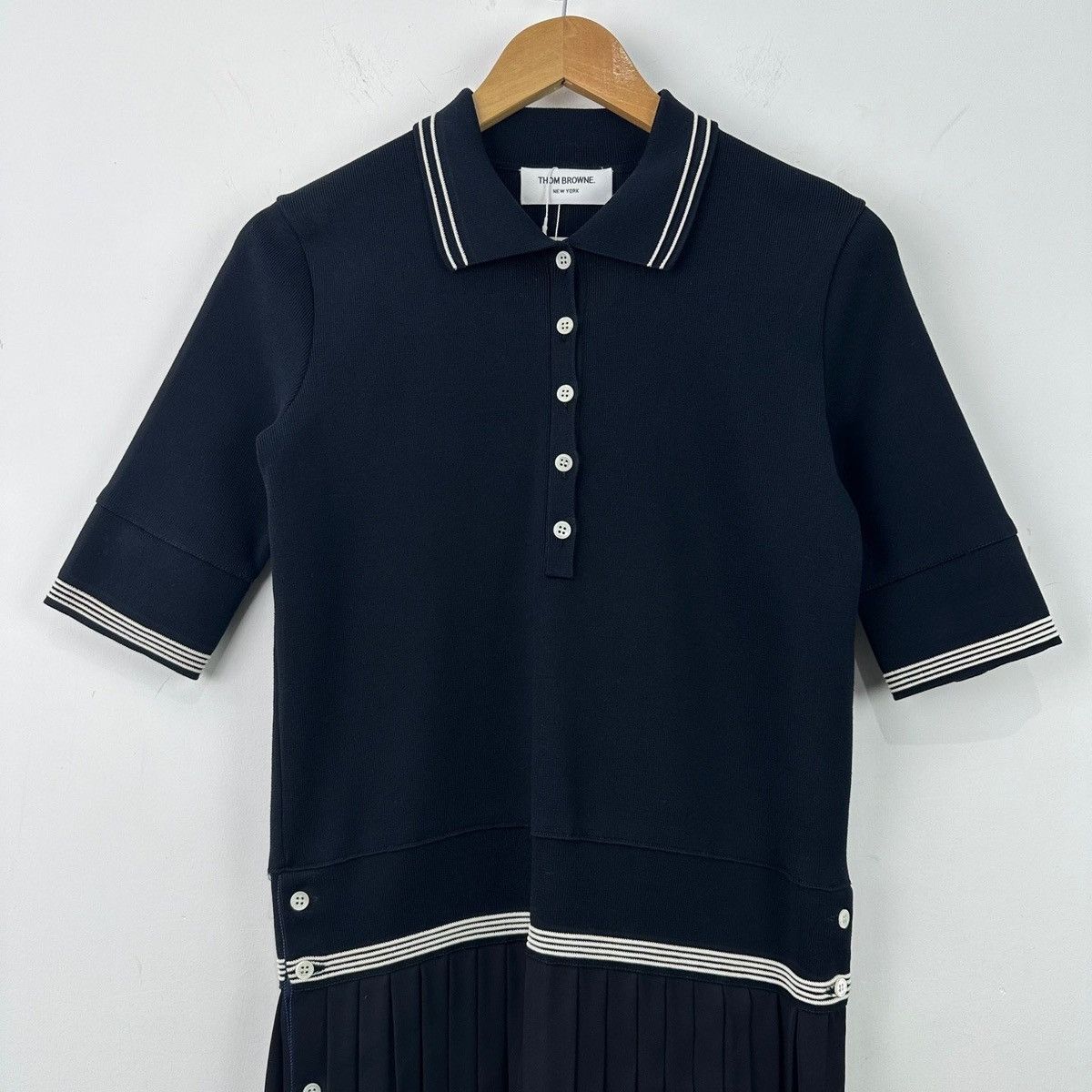 Thom Browne THOM BROWNE Pleated cable-knit cotton dress Size 26" / US 2 / IT 38 - 3 Thumbnail