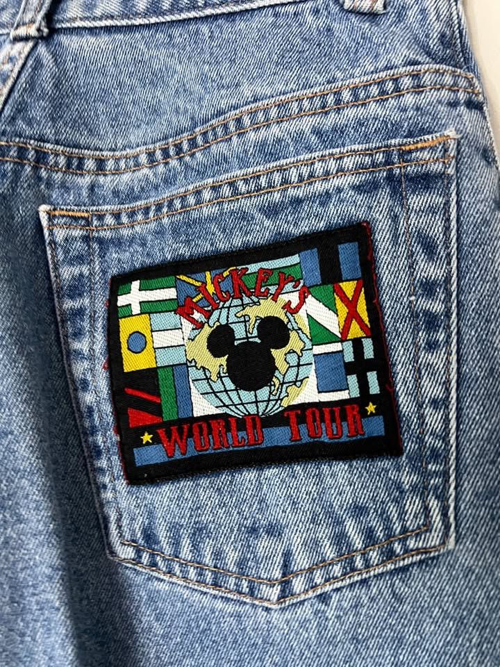 Mickey Mouse Vintage 90s Mickey Blues "World Tour" High-Waisted Jeans Size US 28 / EU 44 - 3 Thumbnail