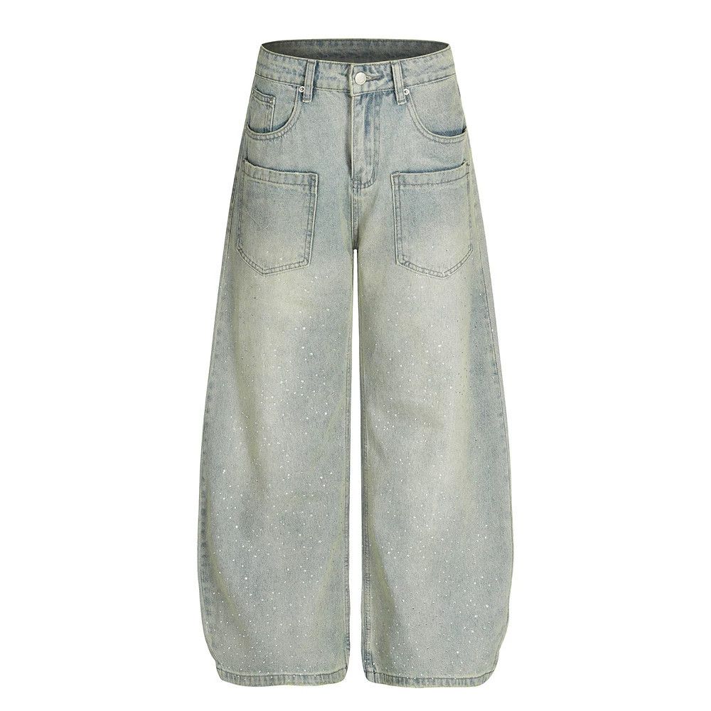 Vintage Punk washed distressed jeans with rhinestones Size US 32 / EU 48 - 1 Thumbnail