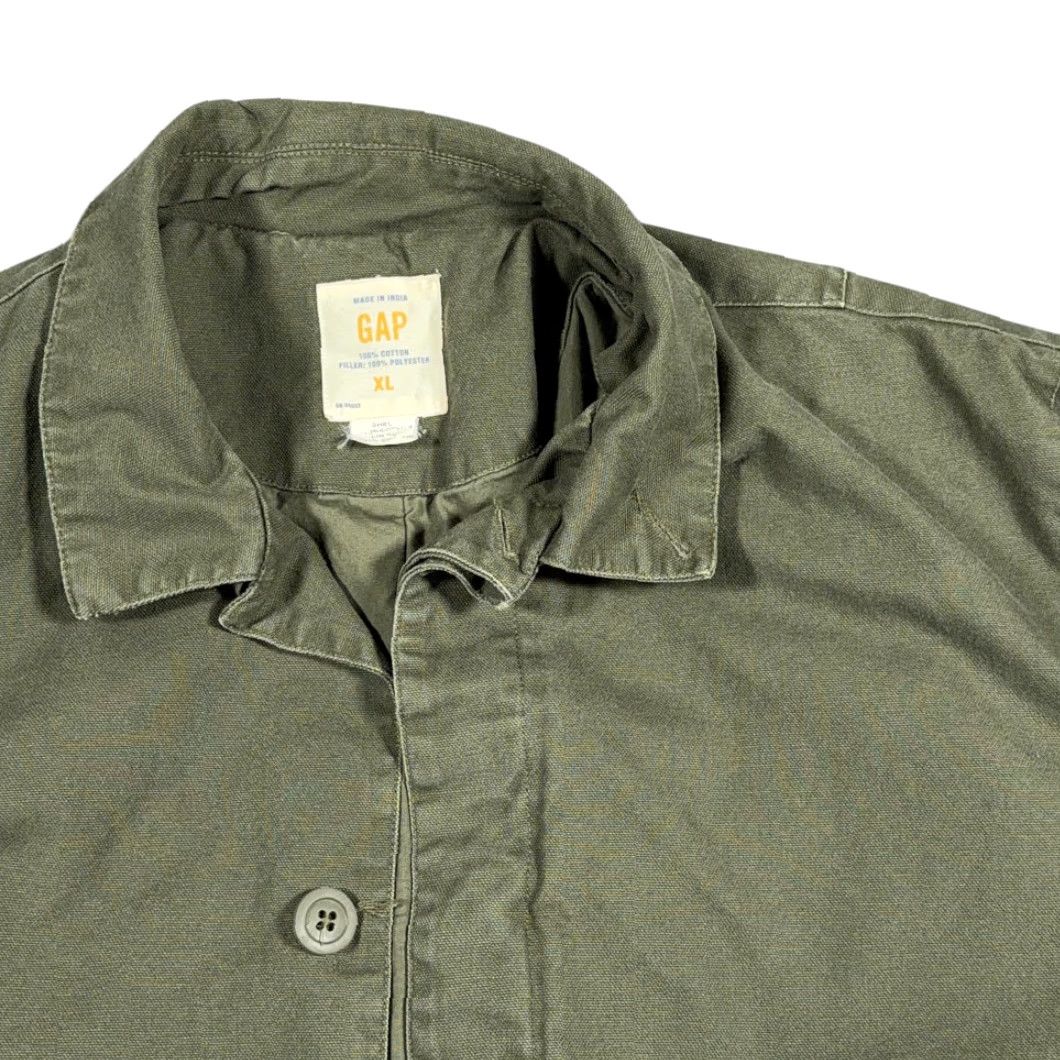Gap VINTAGE Gap Jacket Military Shirt XL Green Canvas Cotton 90s Outdoor Army Lined Pockets Mens XL Size US XL / EU 56 / 4 - 5 Thumbnail