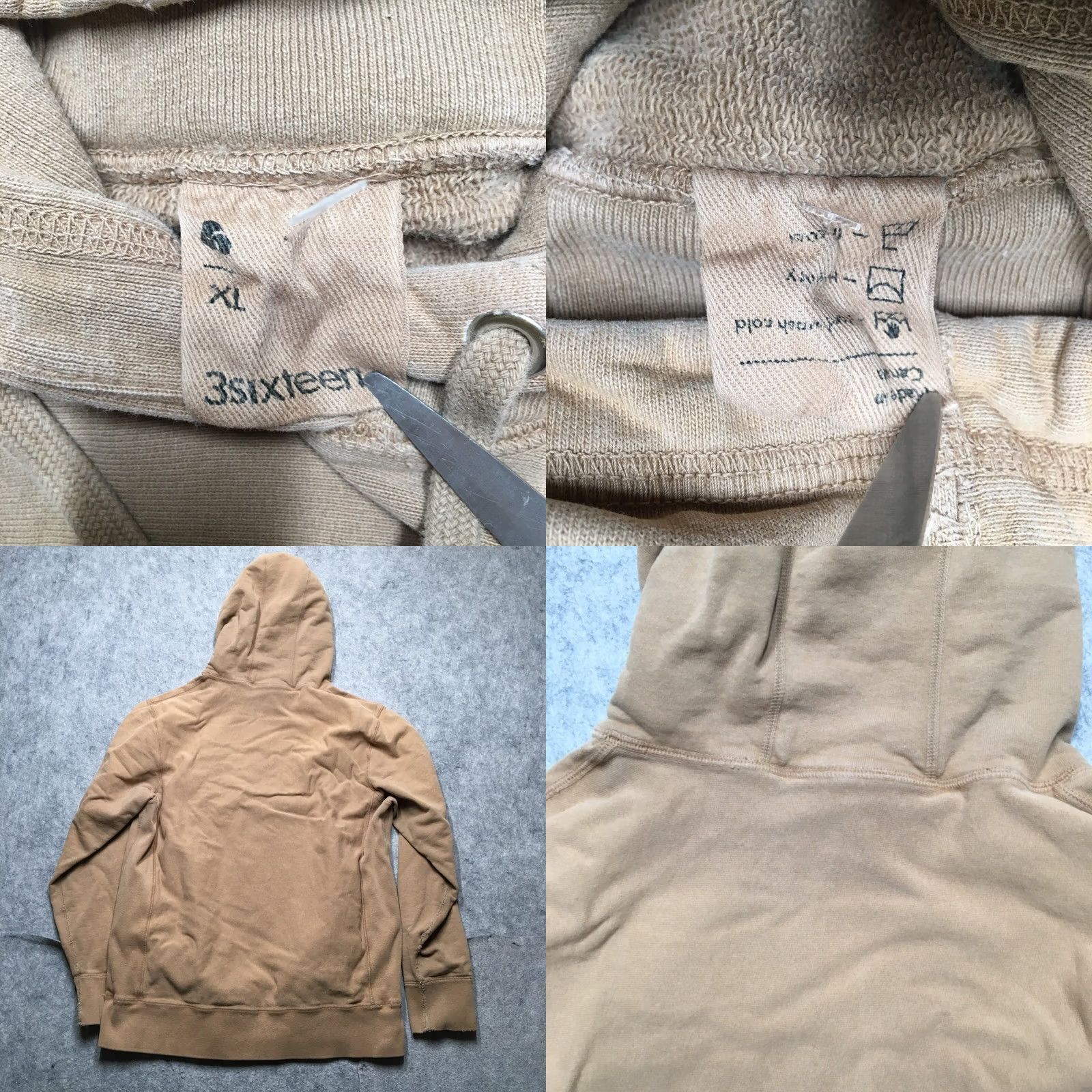 3sixteen 3sixteen Heavyweight Terry Hoodie Mens XL Brown Premium Essential Distressed Size US XL / EU 56 / 4 - 8 Thumbnail
