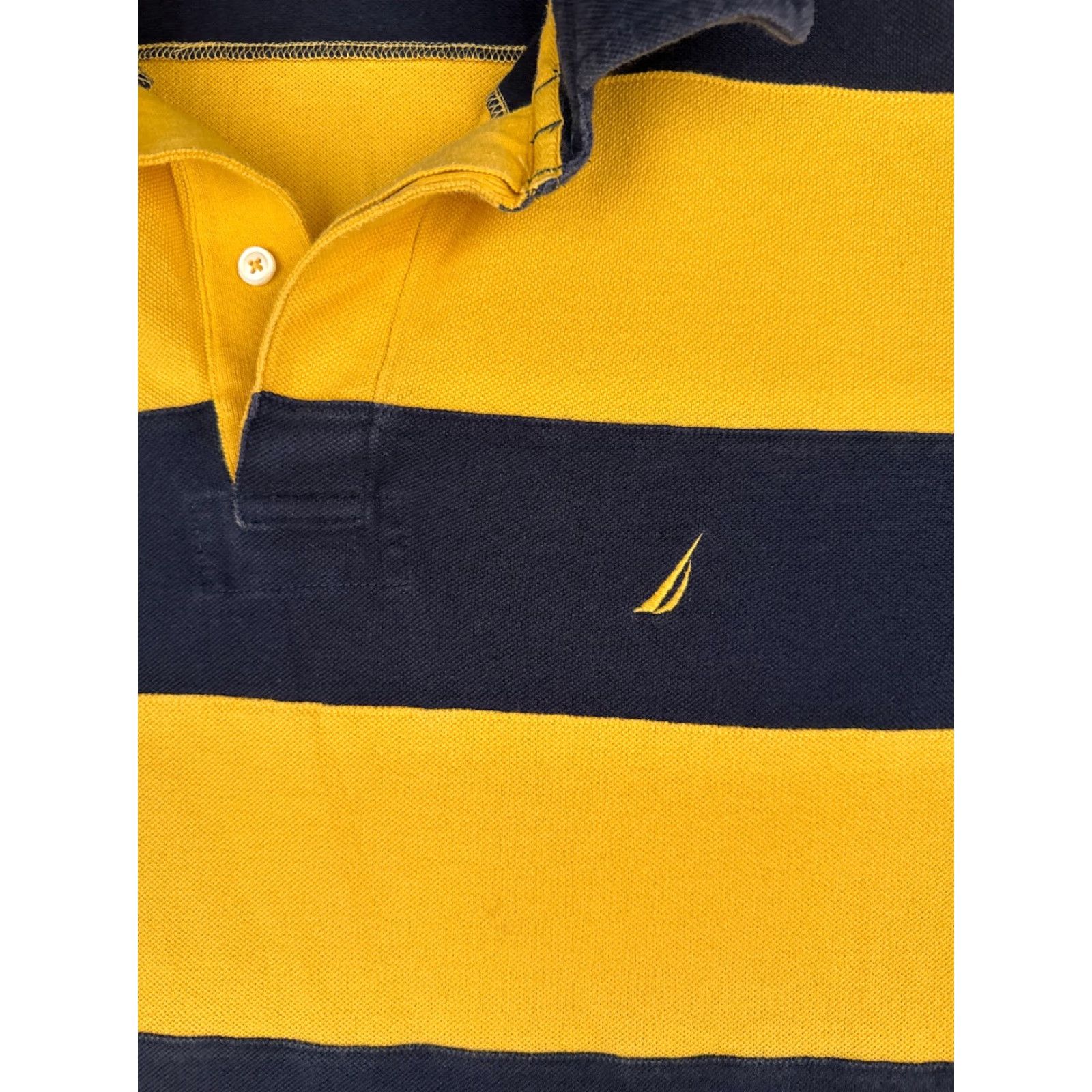 Nautica Nautica Polo Shirt Men XL Yellow Blue Stripe 100% Cotton Long Sleeve Slim Fit Shirt Sports Casual Outdoor Size US XL / EU 56 / 4 - 6 Thumbnail