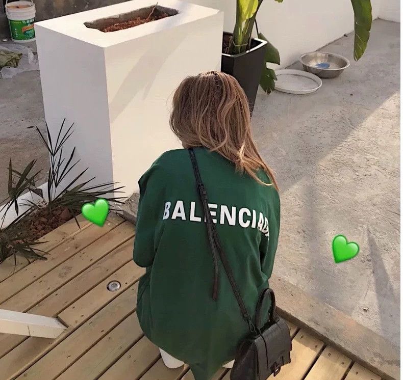 Balenciaga Balenciaga Dark green sweater with old letters logo on the Size US L / EU 52-54 / 3 - 8 Thumbnail
