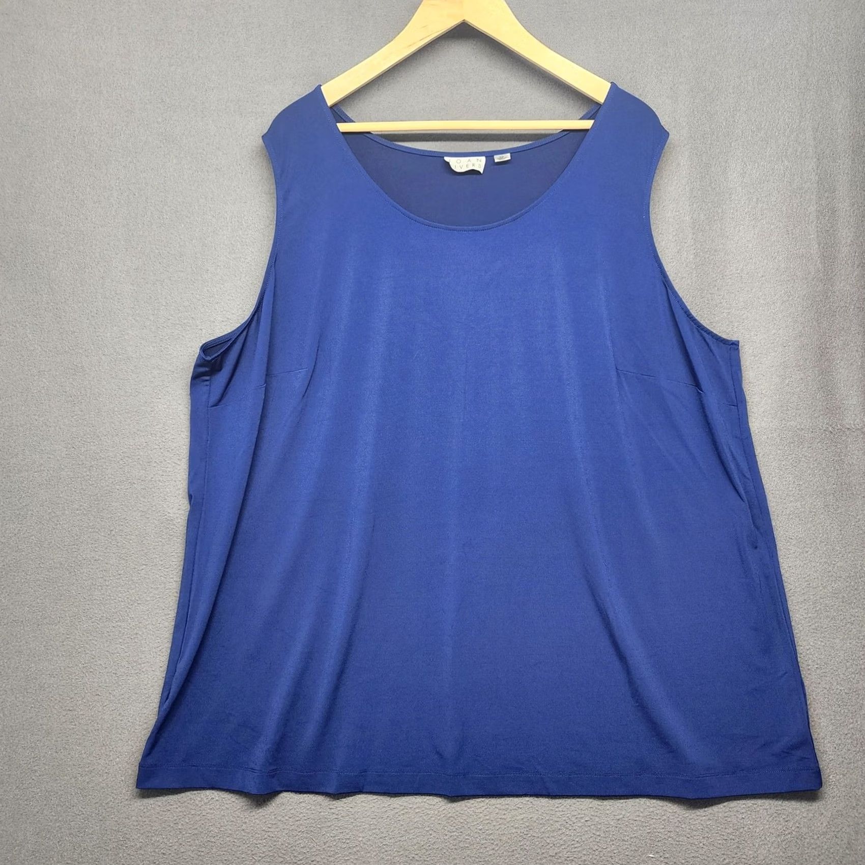 Vintage Joan Rivers Tank Top Womens Plus Size 3X Blue Slinky Stretch Liquid Layering Tank Sleeveless Pullover Basic Womens Plus Size 3X Blue Joan Rivers Shirt Size XXL / US 16-18 / IT 52-54 - 2 Thumbnail
