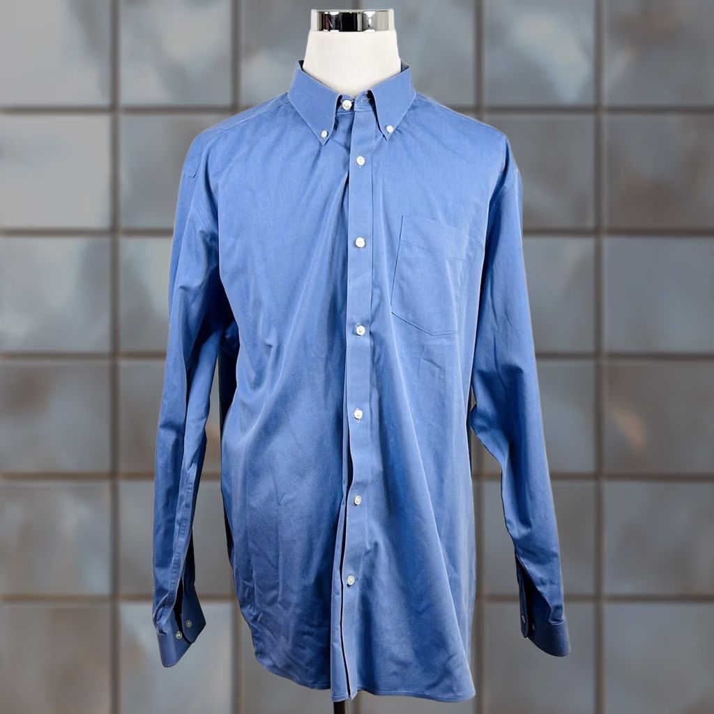 Eddie Bauer Eddie Bauer 3XL Wrinkle Free Relaxed Fit Shirt Blue 100% Cotton Button Down Size US XXL / EU 58 / 5 - 1 Thumbnail