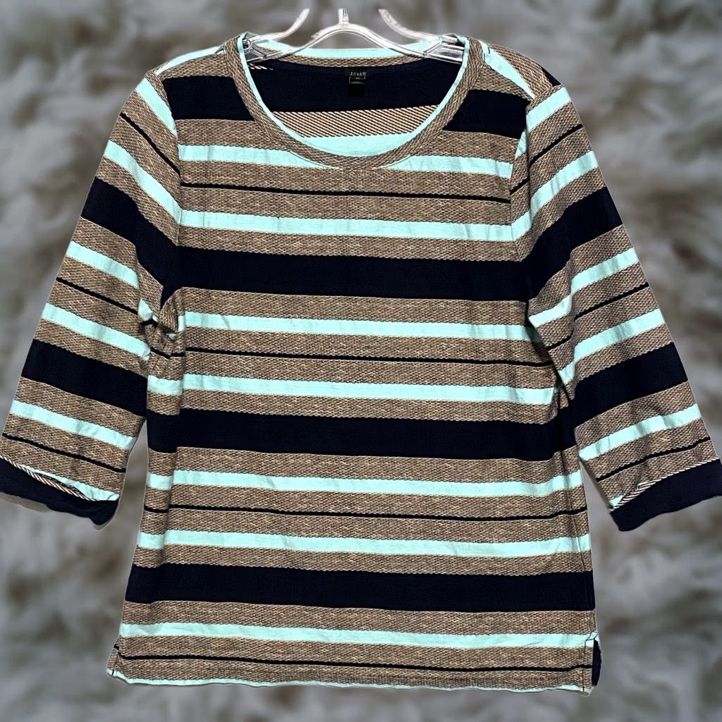 J.Crew J.CREW Shirt Womens M Preppy 2013 Cotton Striped Popover 3/4 Sleeve VINTAGE? Size M / US 6-8 / IT 42-44 - 1 Thumbnail