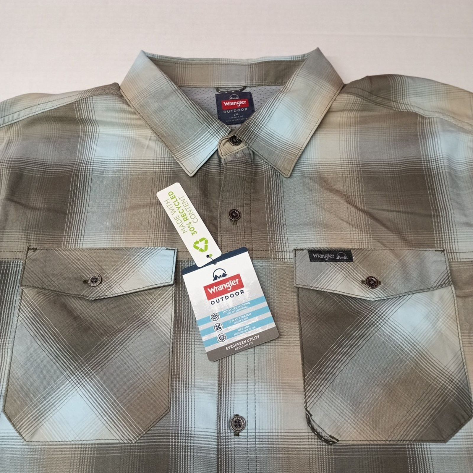 Wrangler Wrangler Shirt Mens 2XL Gray Plaid Convertible Sleeves Shirt Size US XXL / EU 58 / 5 - 3 Thumbnail