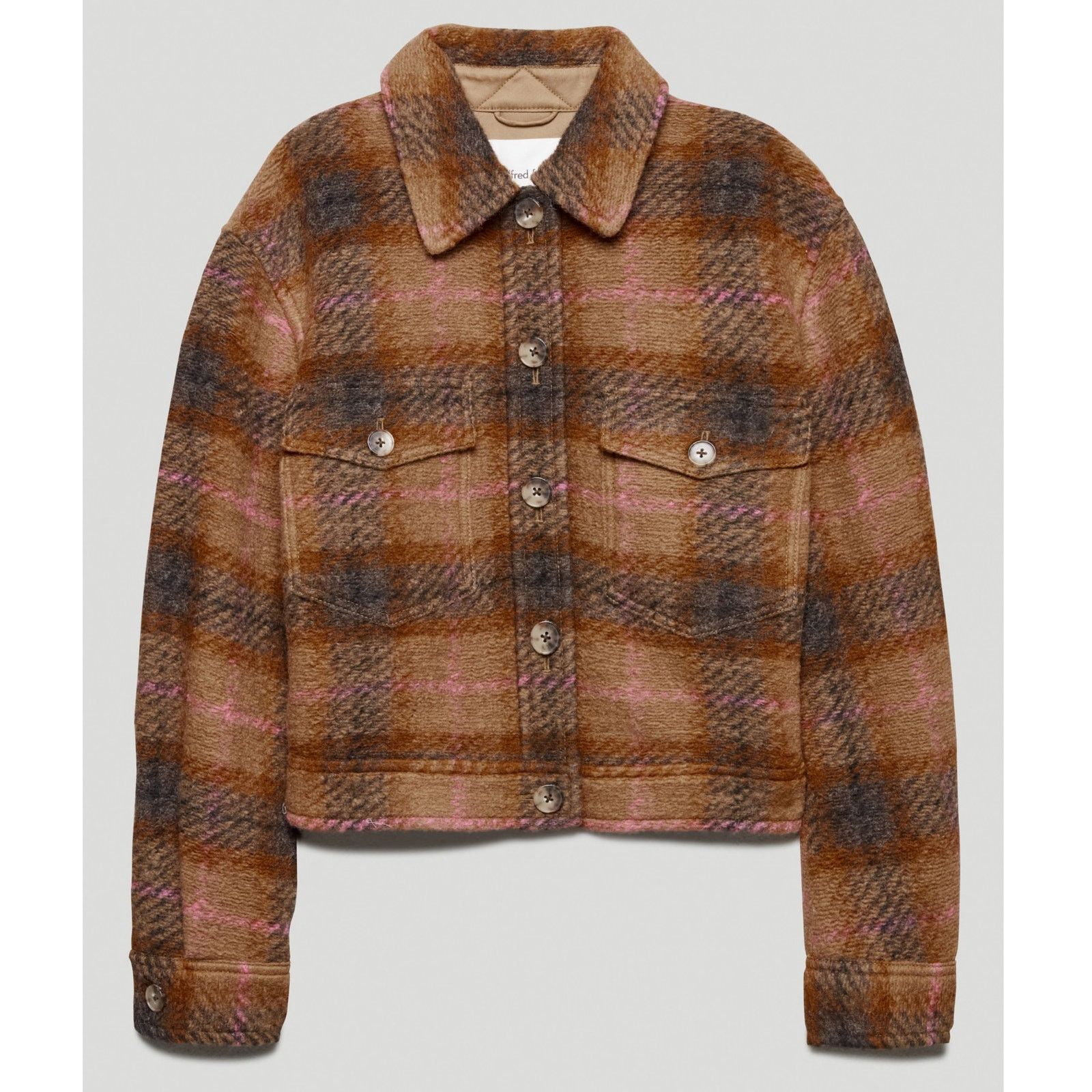 Aritzia Aritzia Wilfred Autumn Shirt Jacket Wool Shacket Brown Plaid Size S / US 4 / IT 40 - 1 Thumbnail