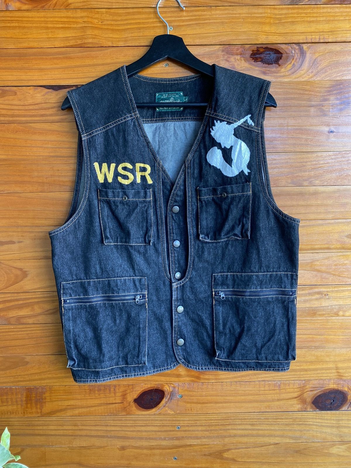 Japanese Brand Vintage Japanese Denim Vest WSR Muay Thai Gym Hand-Painted Size US L / EU 52-54 / 3 - 3 Thumbnail