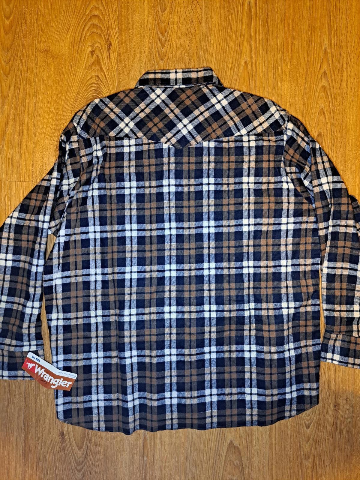 Wrangler NEW Wrangler Pearl Snap Flannel Shirt Mens 1XL Brown Plaid Size US M / EU 48-50 / 2 - 8 Thumbnail