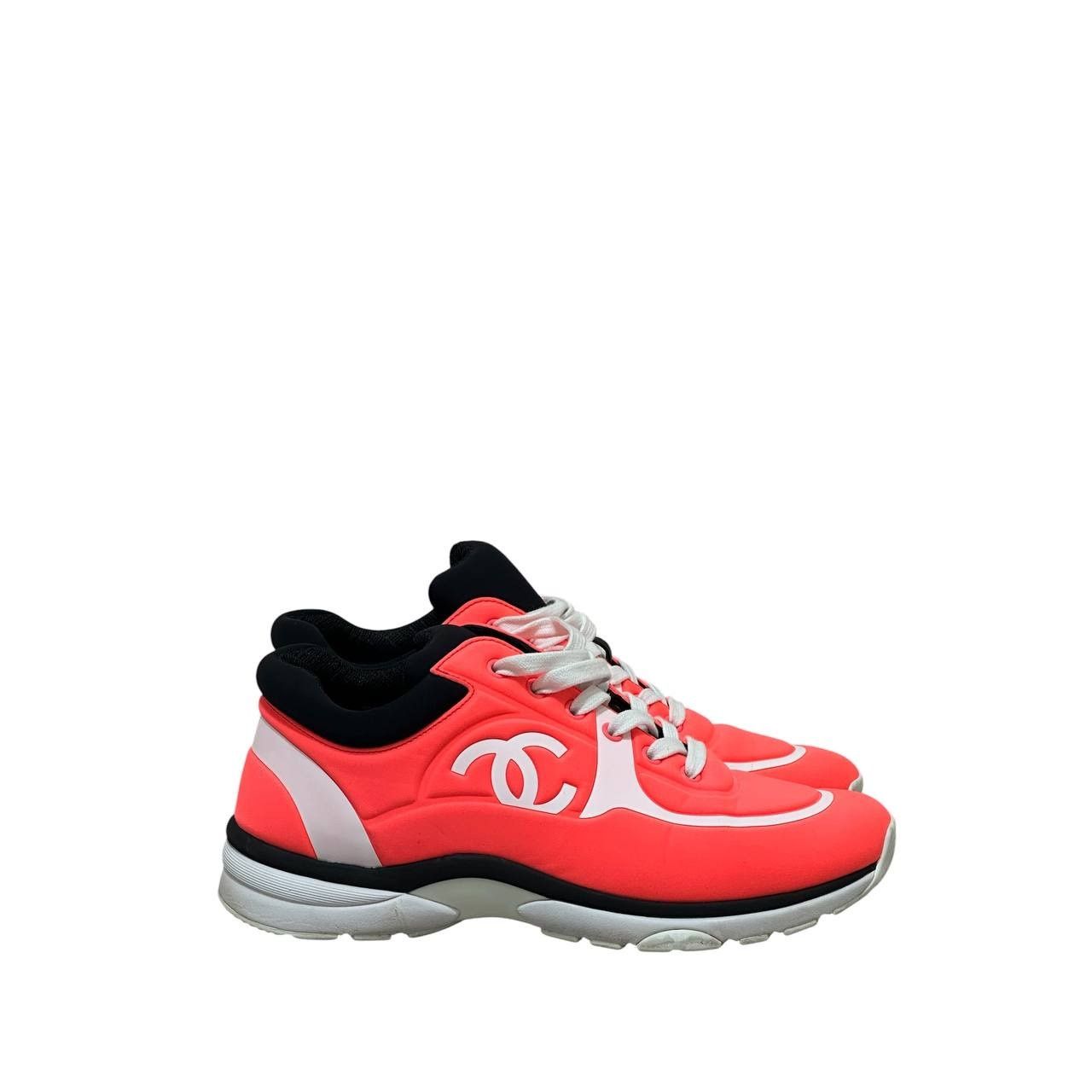 Chanel Chanel Orange Neon Athletic Sneakers Sz 39.5 Size US 8.5 / IT 38.5 - 2 Thumbnail