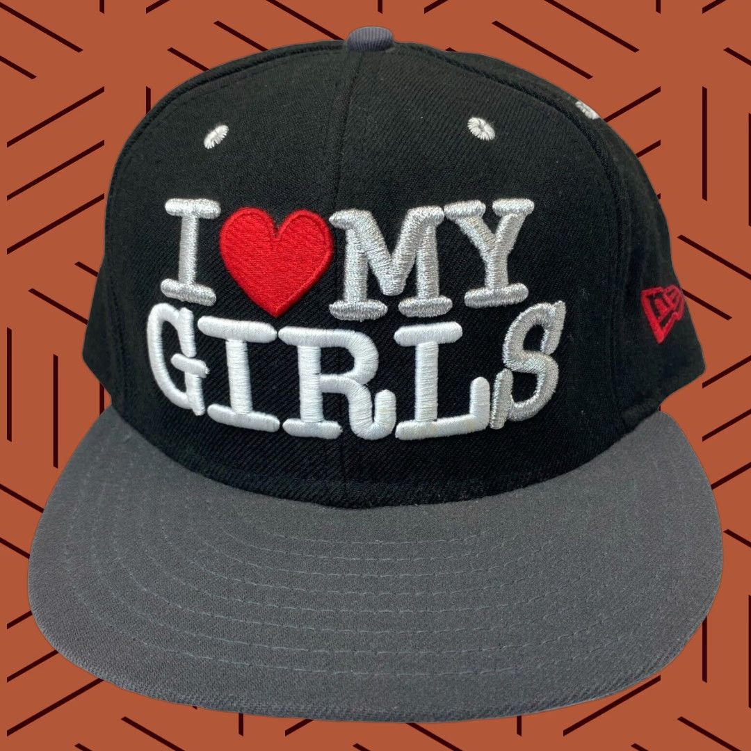 New Era NEW ERA Fitted Hat 59FIFTY Black Gray I LOVE MY GIRLS 7 5/8 Mens Size ONE SIZE - 1 Thumbnail
