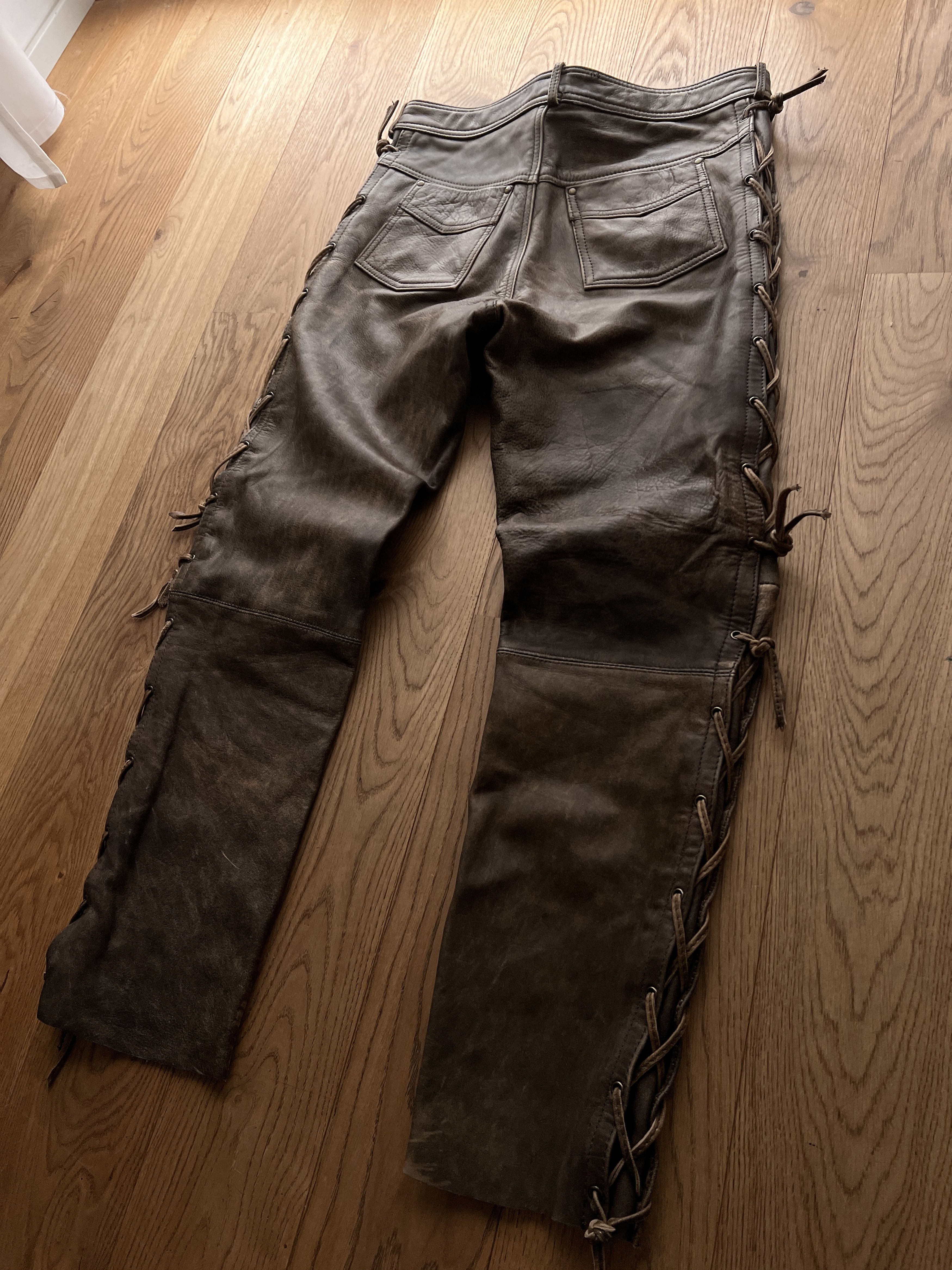 If Six Was Nine True faded VTG 90s cowboy core leather pants lace up opium L Size US 34 / EU 50 - 14 Thumbnail