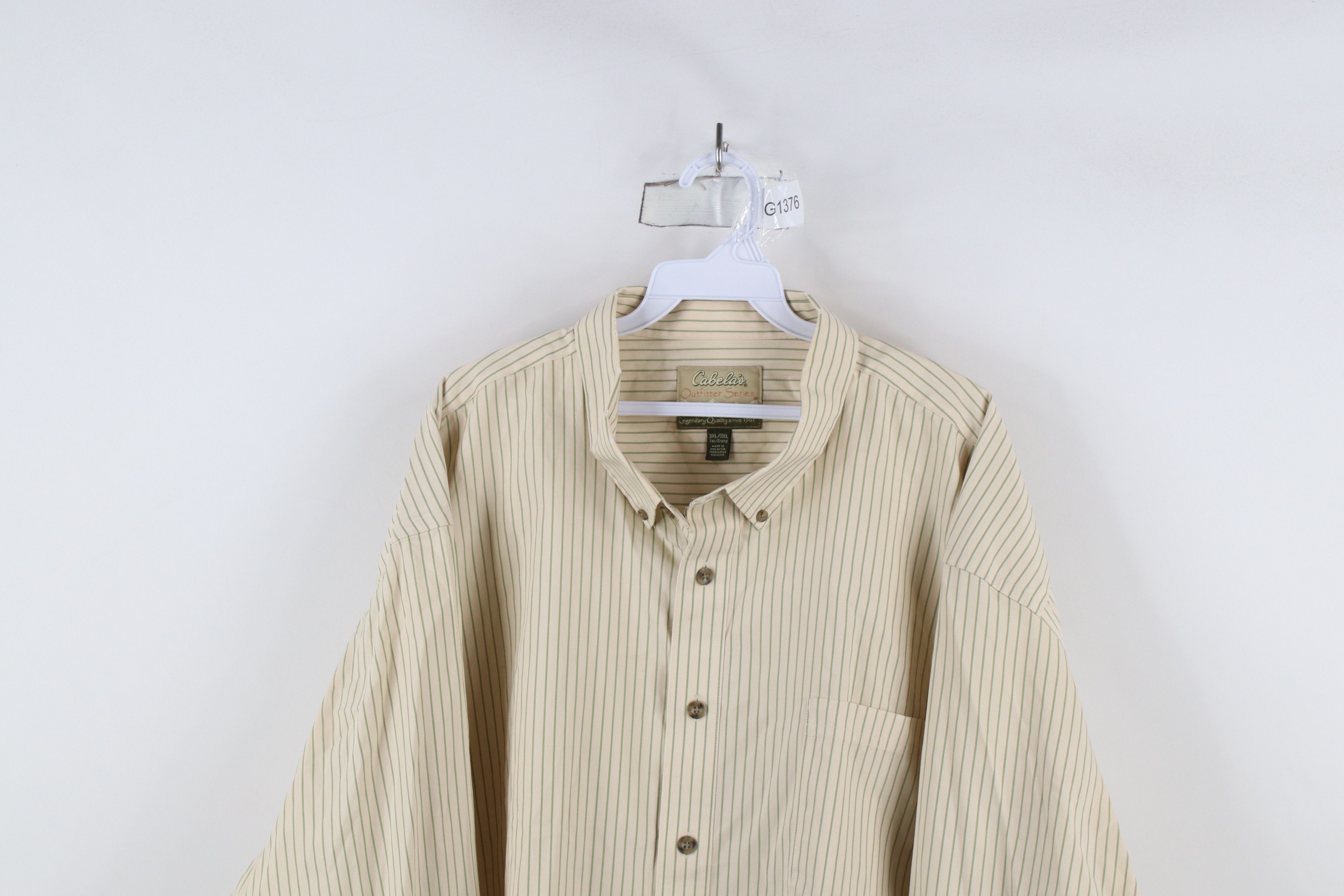 Cabelas × Vintage Vintage Cabelas Pinstriped Collared Button Down Shirt Cotton Size US XXL / EU 58 / 5 - 2 Thumbnail