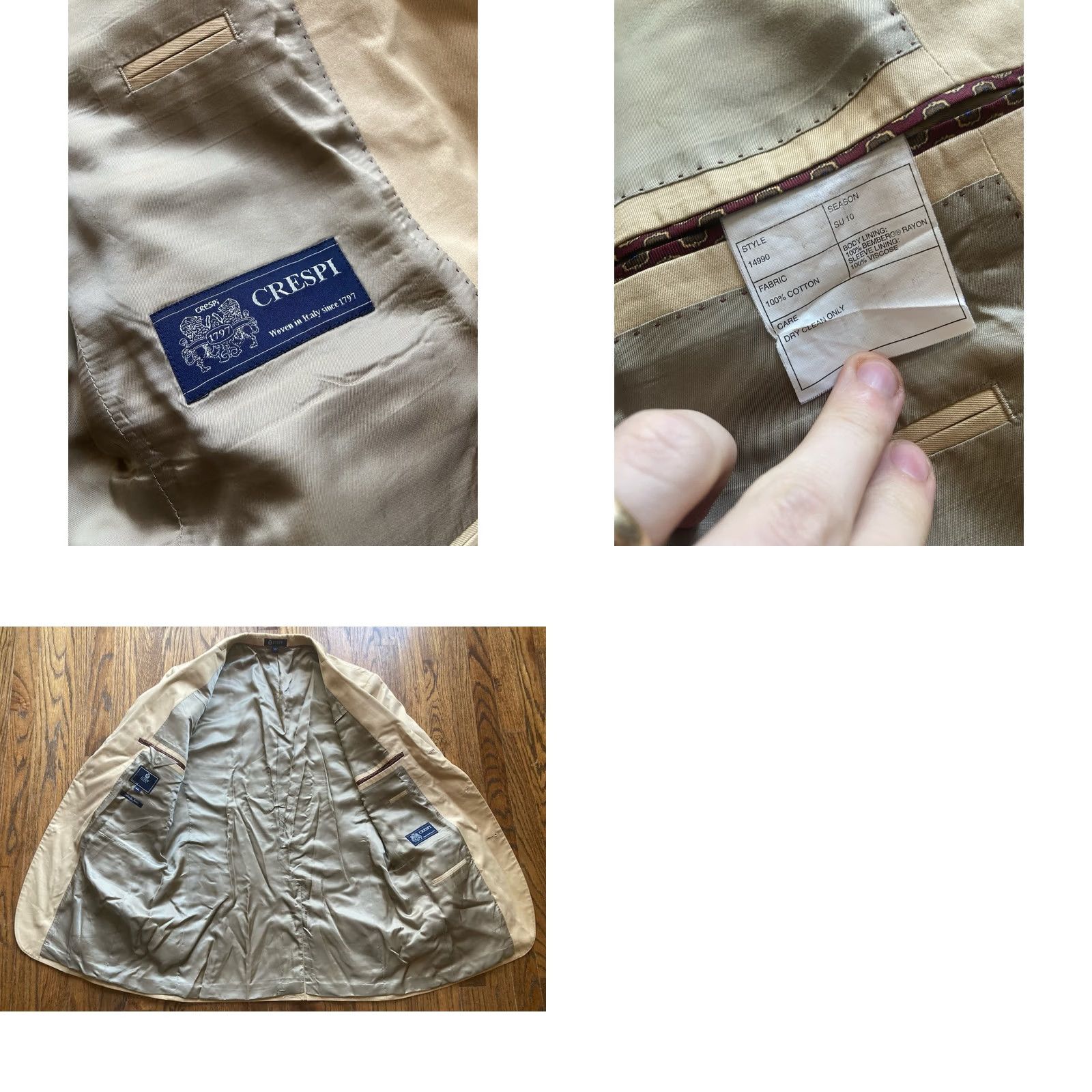 J.Crew J. Crew Blazer Mens 44L Tan 3 Button Notch Lapel Single-Breasted Cotton Beige 2 Piece Classic Jacket Coat Long Size 44R - 9 Thumbnail