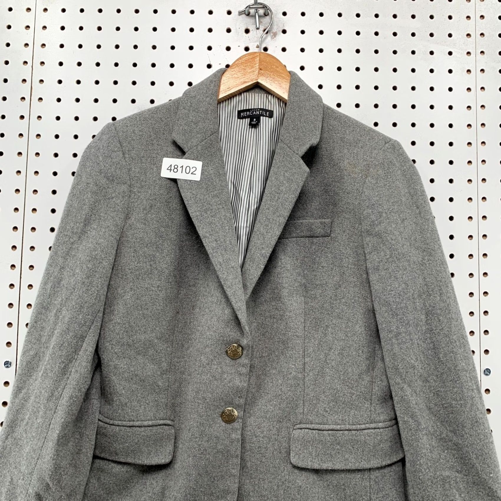 J.Crew J.Crew Mercantile Blazer Women's Gray Wool Blend 2-Button Gold Crest Buttons Sz 8 Jacket Coat Size M / US 6-8 / IT 42-44 - 4 Thumbnail