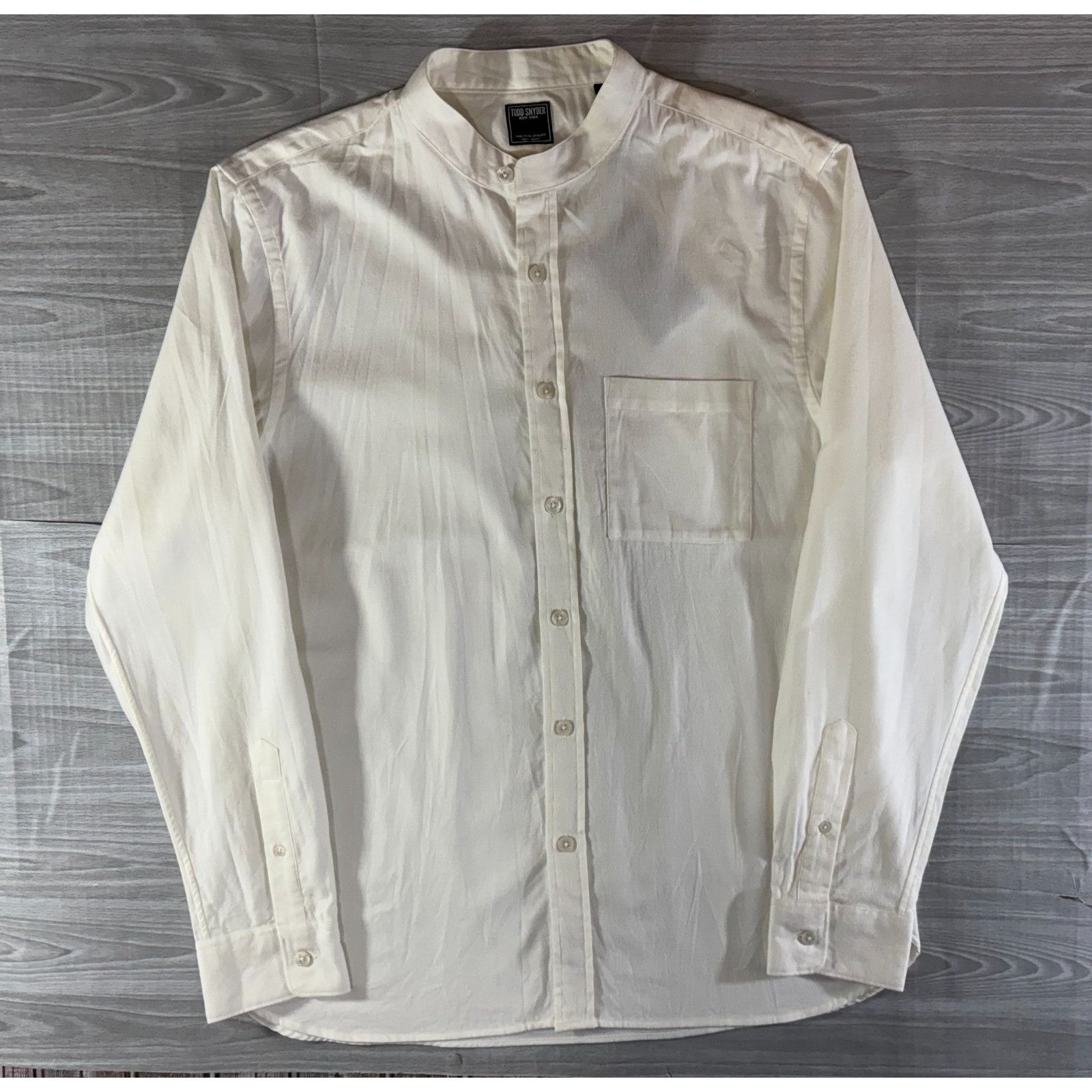 Todd Snyder Todd Snyder Band Collar Shirt size L color white NWT made P Size US L / EU 52-54 / 3 - 1 Thumbnail