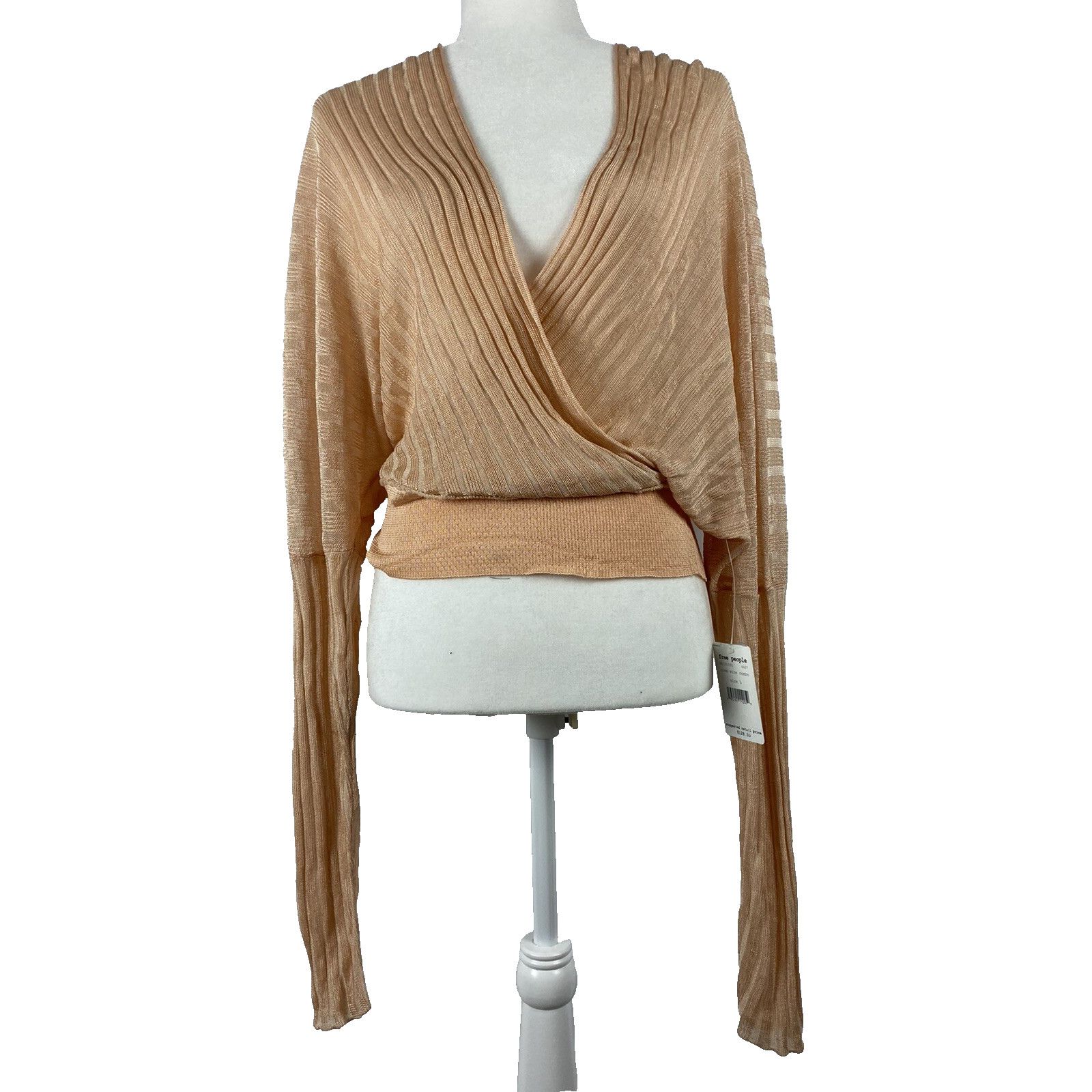 FREE PEOPLE Womens Orange Long Sleeve Surplic Size L A002083