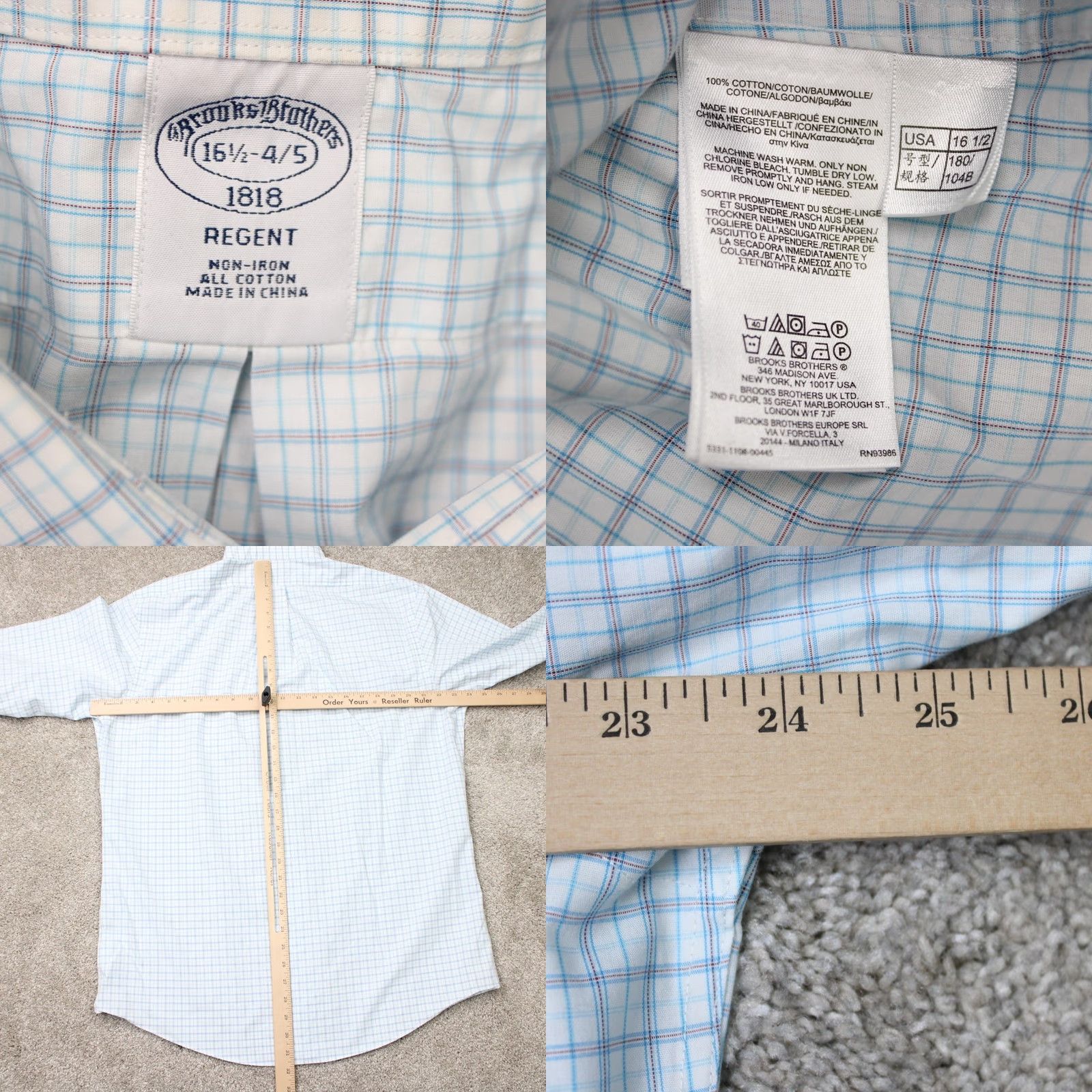 Brooks Brothers Brooks Brothers Shirt Mens 16 1/2 4/5 Blue White Regent Fit Non-Iron Cotton L/S Dress Shirt Mens Regular Blue White Pattern Check Classic 90s? Size US XL / EU 56 / 4 - 8 Thumbnail