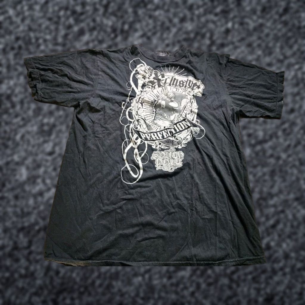 Southpole VINTAGE Southpole T-Shirt Mens Big 4X Black Skull Distressed Cotton Logo Short Sleeve Crew Neck 90s Size US XXL / EU 58 / 5 - 1 Thumbnail