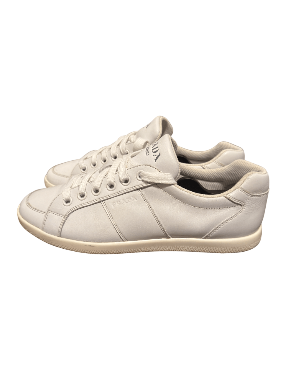 Prada Prada Milano White Leather Sneakers Size 8 Size US 9 / EU 42 - 2 Thumbnail