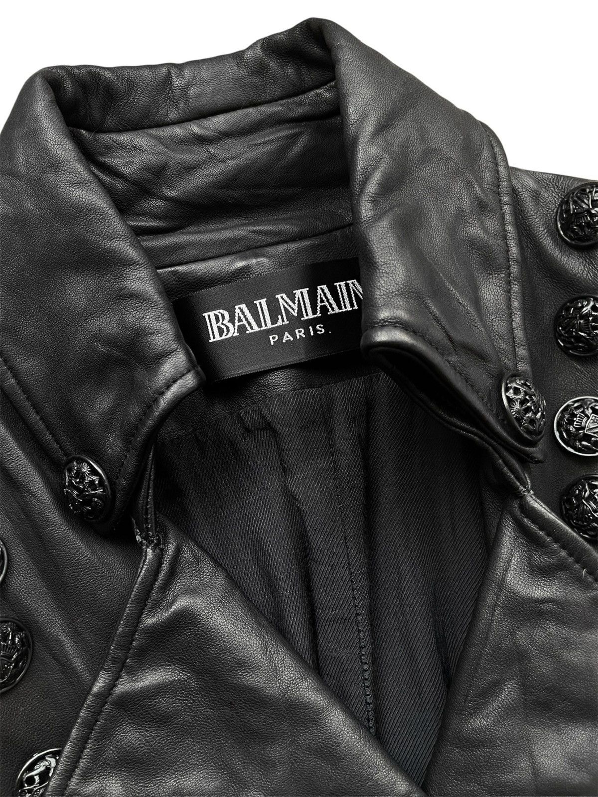 Balmain Balmain SS09 military leather coat by Christophe Decarnin Size S / US 4 / IT 40 - 5 Thumbnail