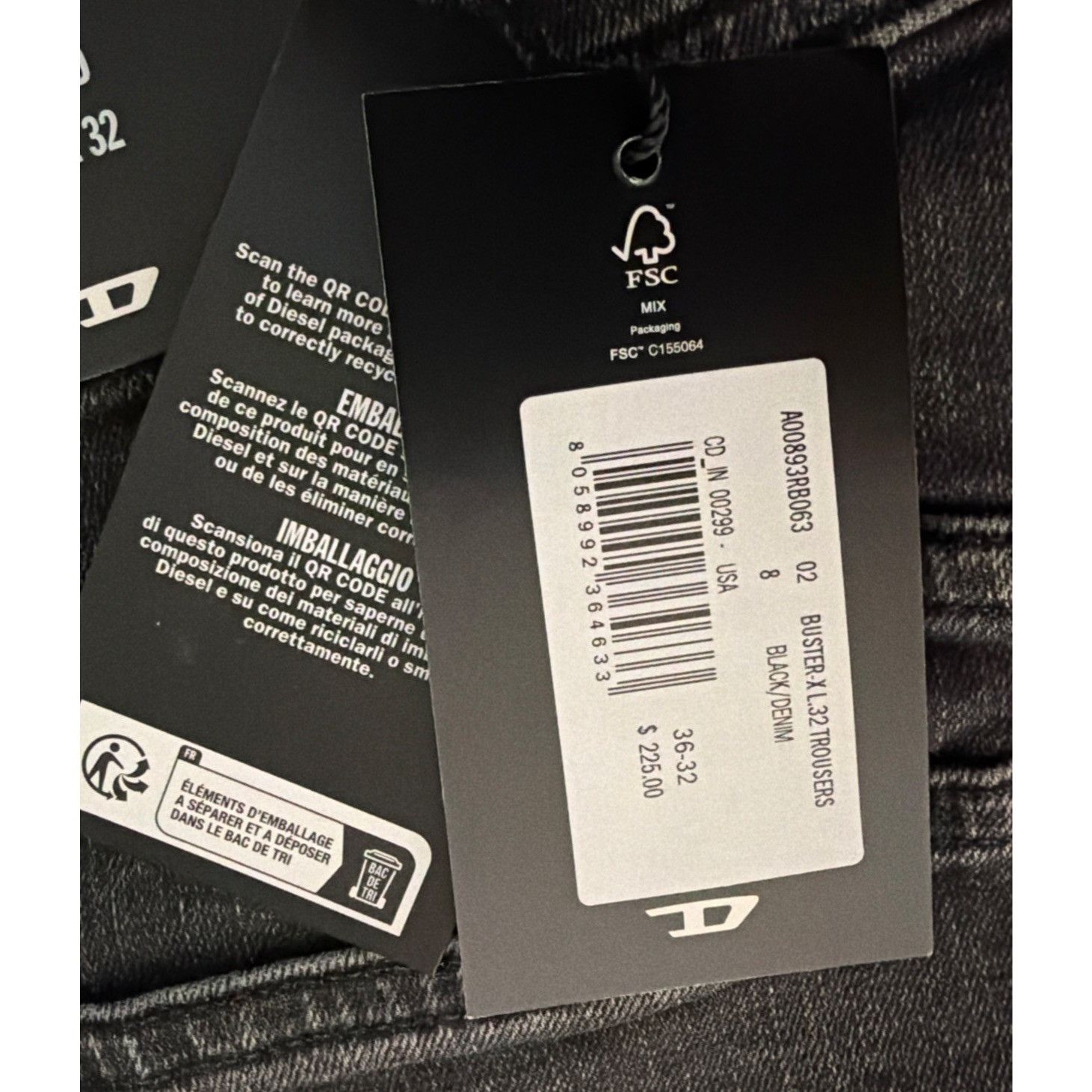 Diesel Diesel Mens Buster Tapered Jeans RB063 Black $225 Size 36/32 Size US 36 / EU 52 - 7 Thumbnail